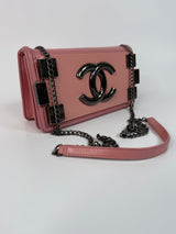 Chanel pink plexiglass Horizontal Boy Brick Bag