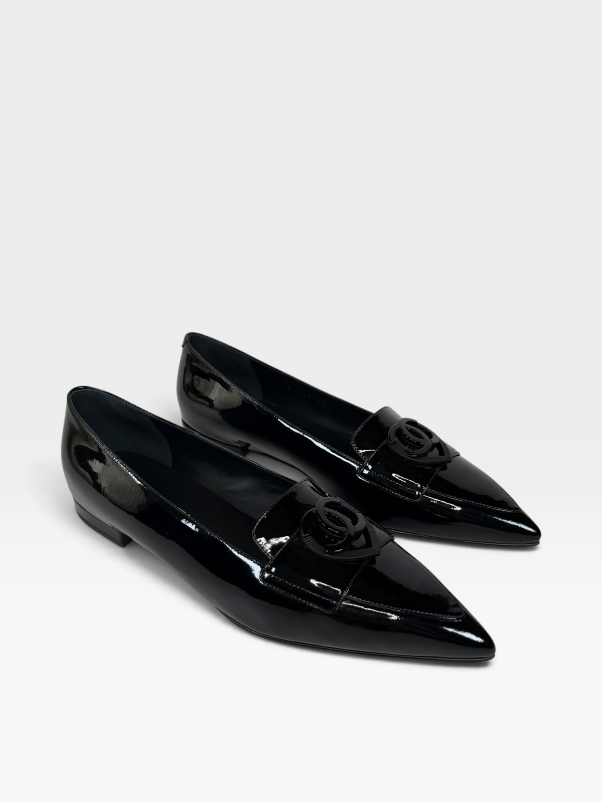 Chanel Black Patent Loafers (Size 39.5 / UK 6.5) 100% authentic and preloved in excellent condition
