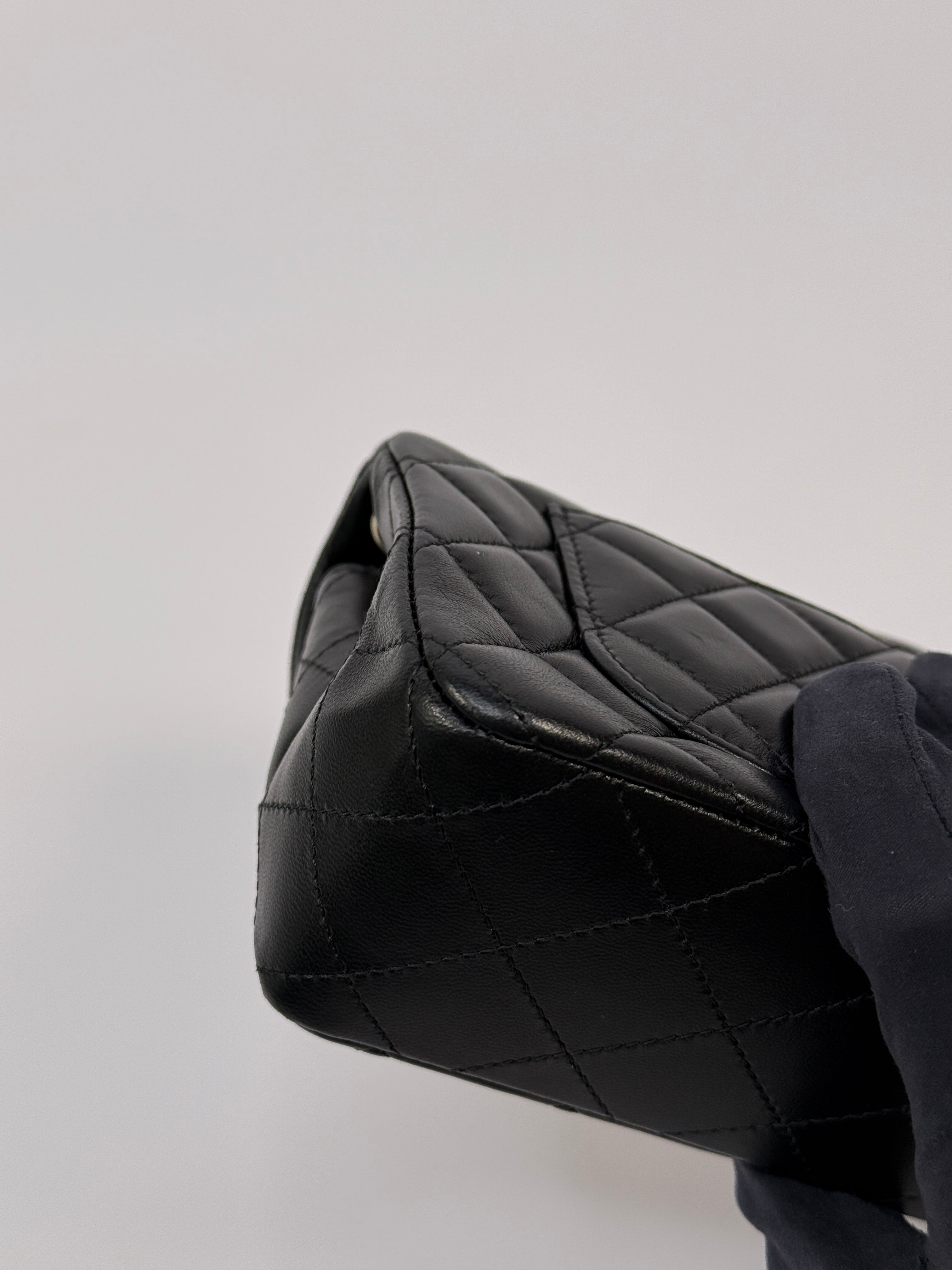 Chanel Mini Rectangle In Black Lambskin Leather With PGHW