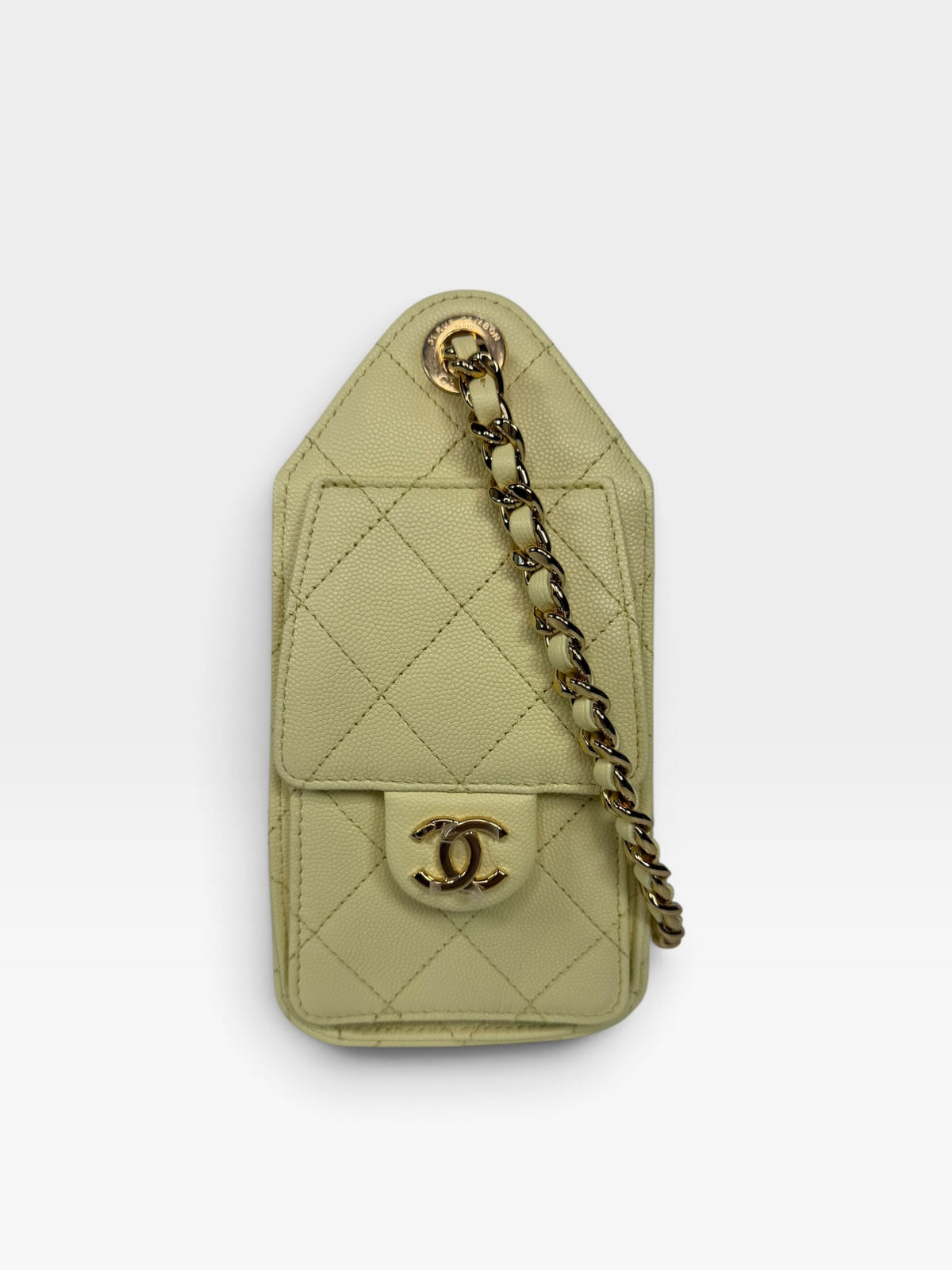 Chanel 25 Micro In Yellow Caviar Leather with Gold Hardware. 100% authentic and preloved in new and unused condition