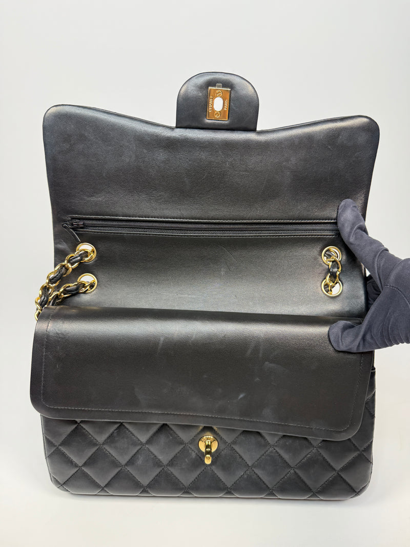Chanel Jumbo Classic Flap Bag In Black Lambskin Leather With GHW