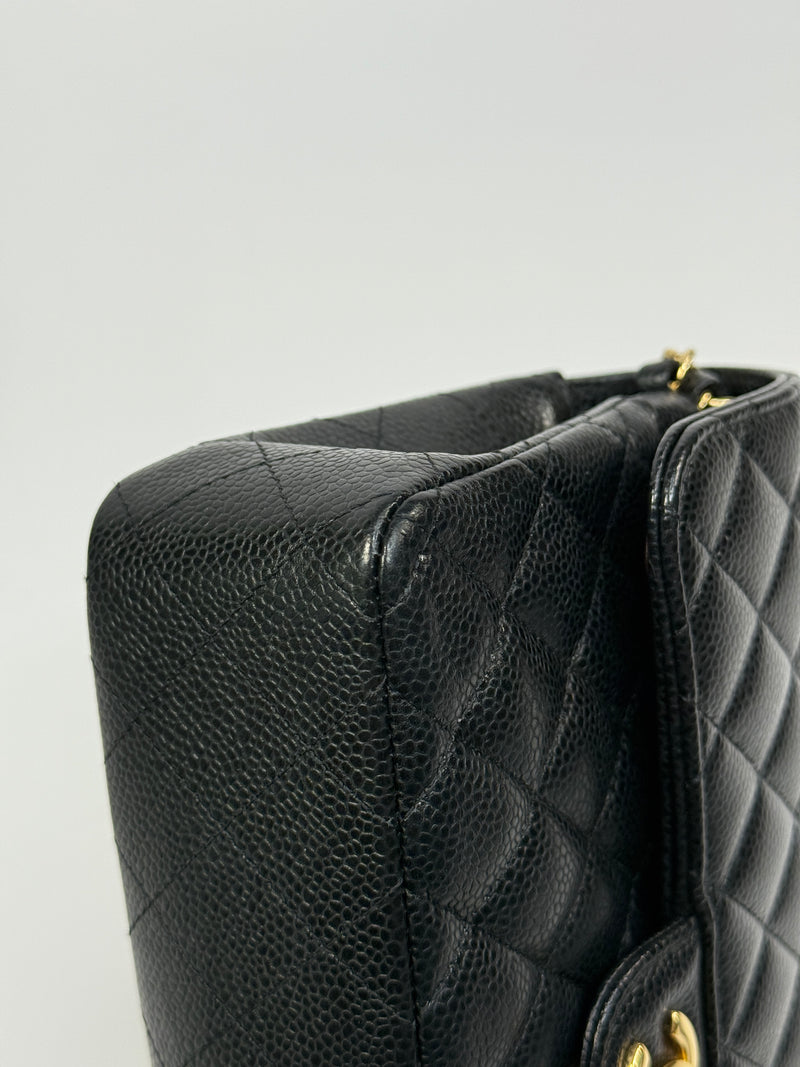 Chanel Small Classic Double Flap In Black Caviar Leather With GHW