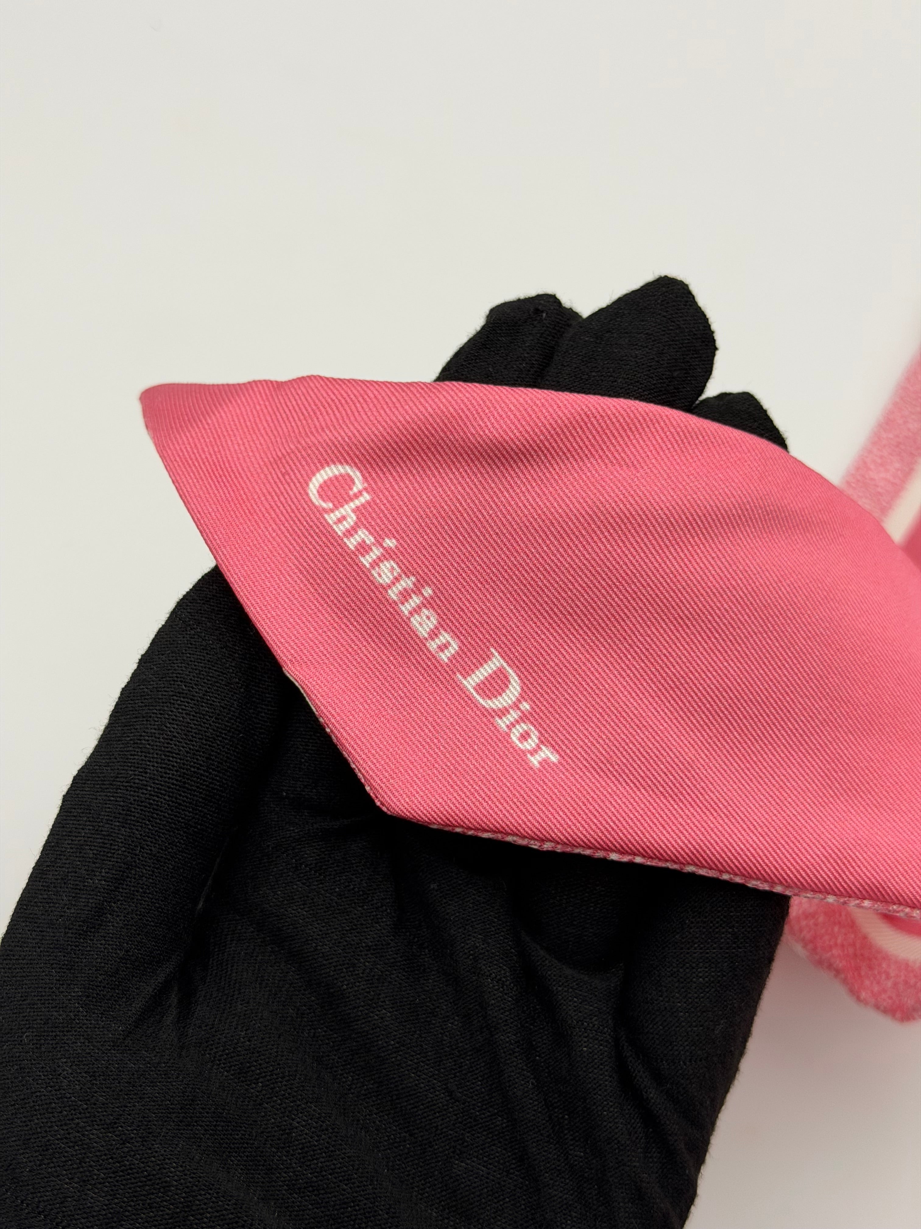 Christian Dior Twilly In Pink And White Silk