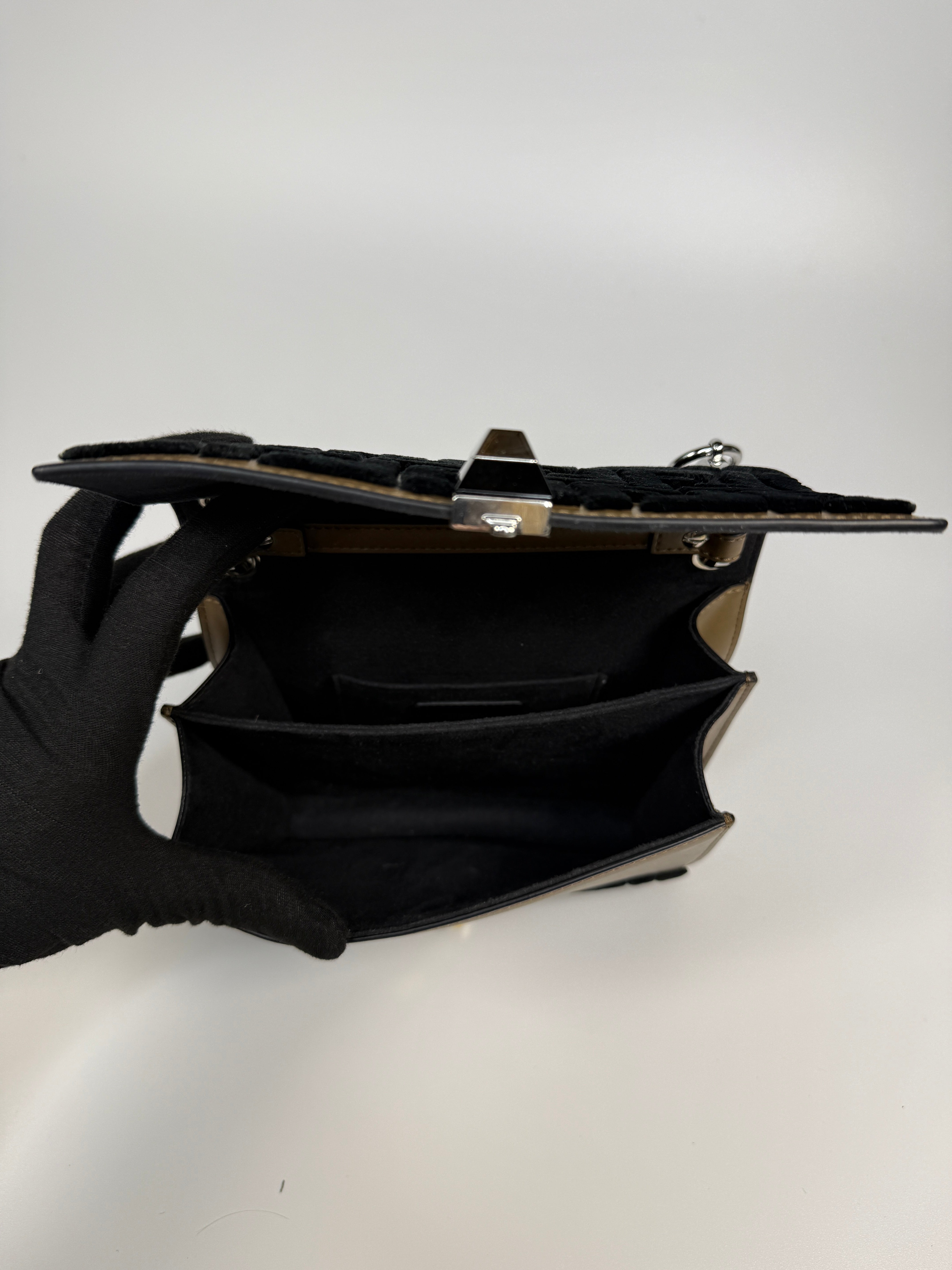 Fendi Vitello Liberty Velvet FF Small Kan I Shoulder Bag In Excellent condition. 100% Authenticity guarantee. 