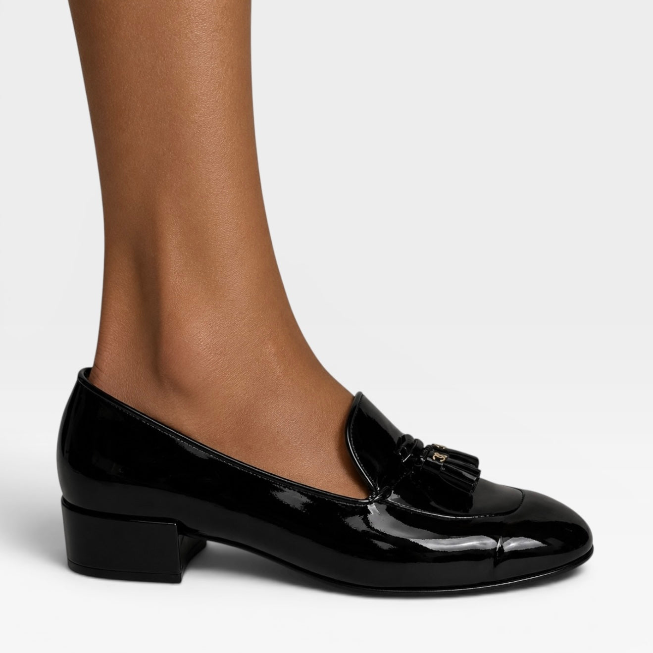 Chanel Black Patent Loafers  (Size 38/UK5)