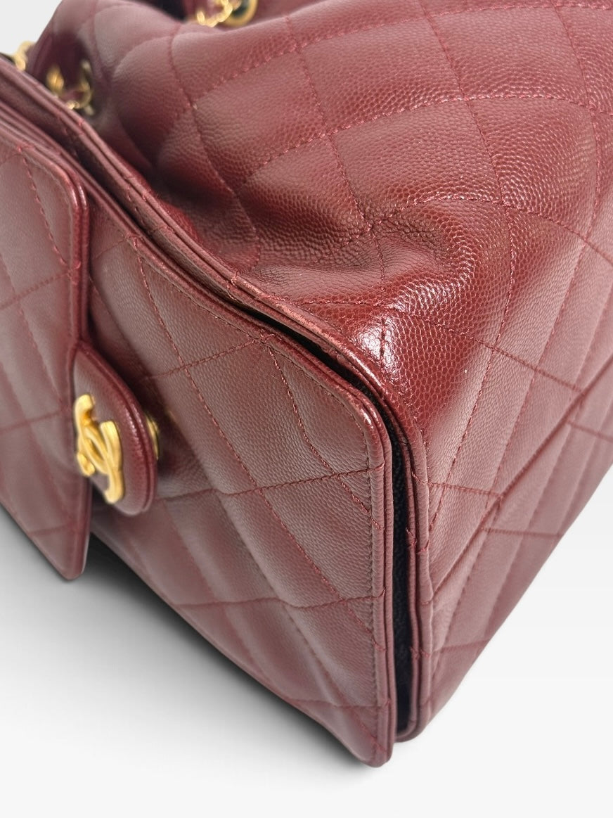 *Luxe Top Pick* Chanel 25 Small In Burgundy Caviar Leather With Gold Hardware