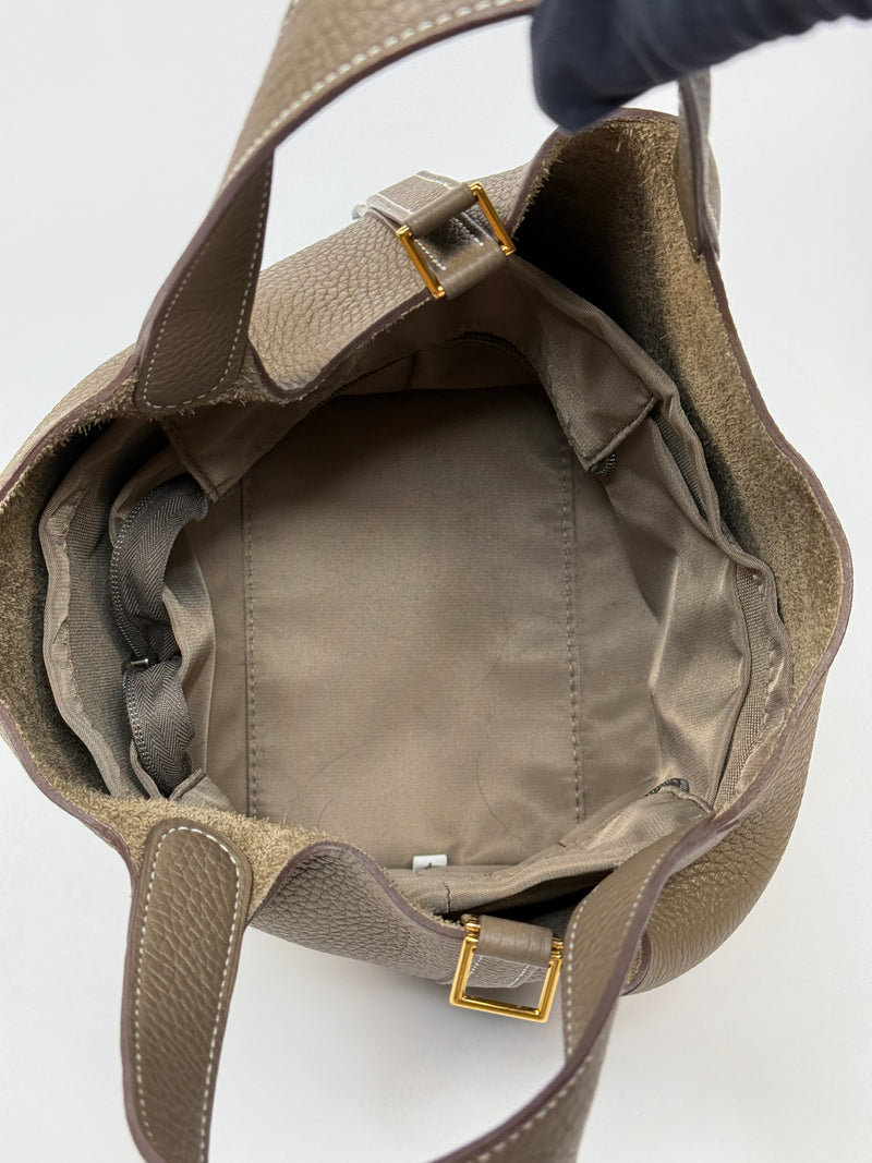 Hermès Picotin 18 In Etoupe Clemence Leather With GHW