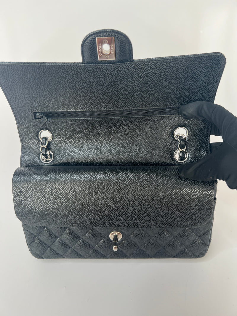 Chanel Black Caviar Leather Medium Classic Double Flap