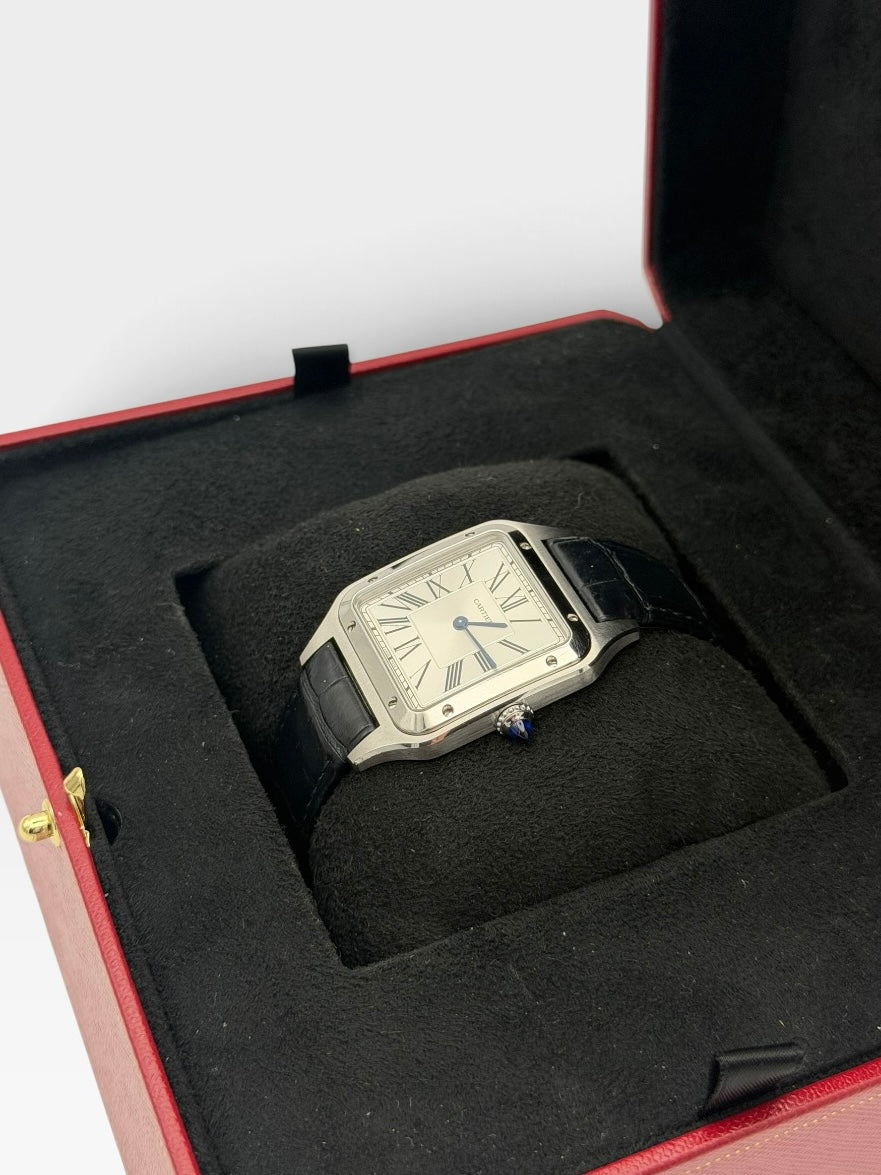 Cartier Large Santos Dumont Watch In Stainless Steel. 100% authentic and preloved in excellent condition