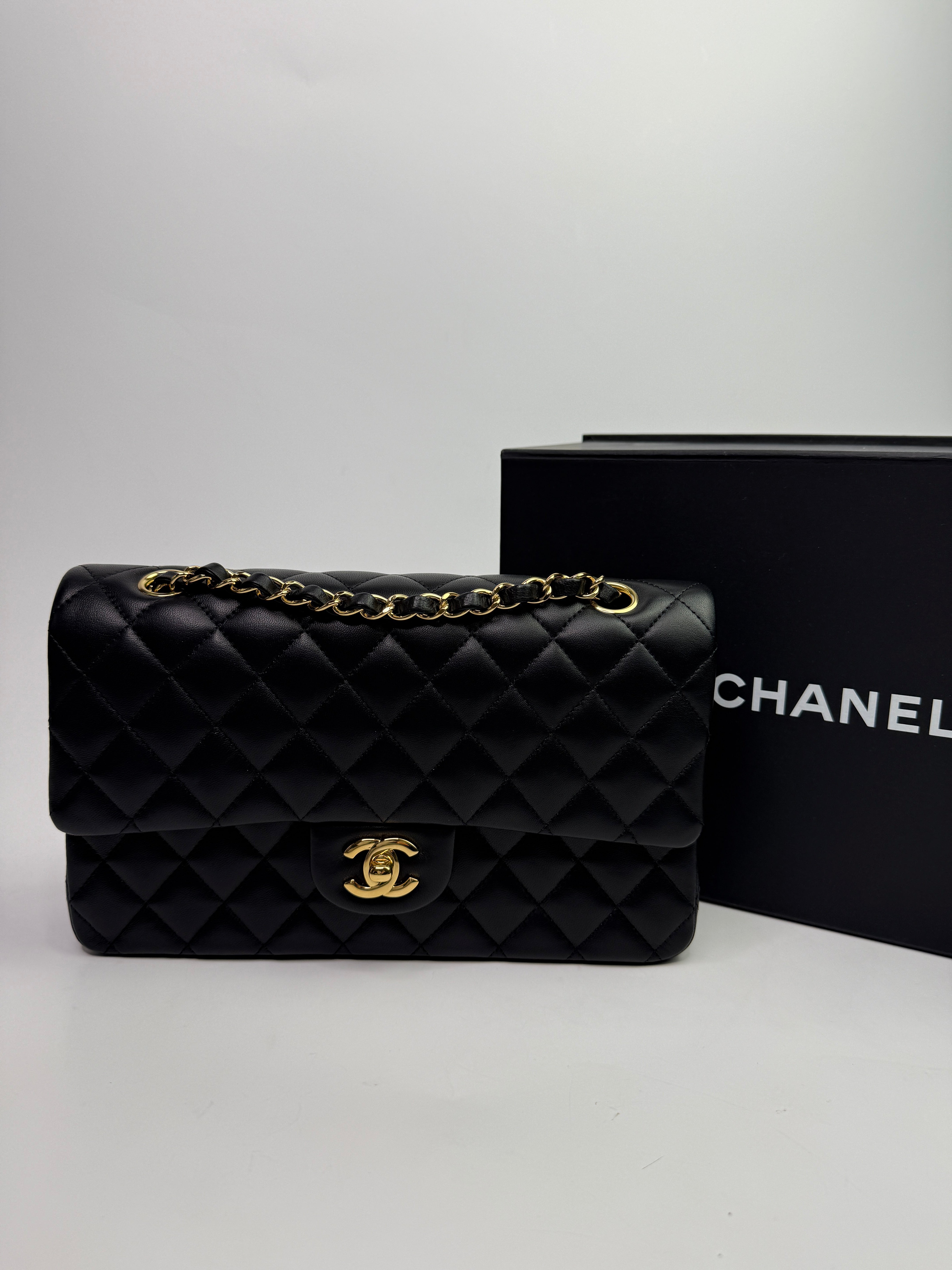 Chanel Medium Classic Double Flap Black Lambskin With GHW