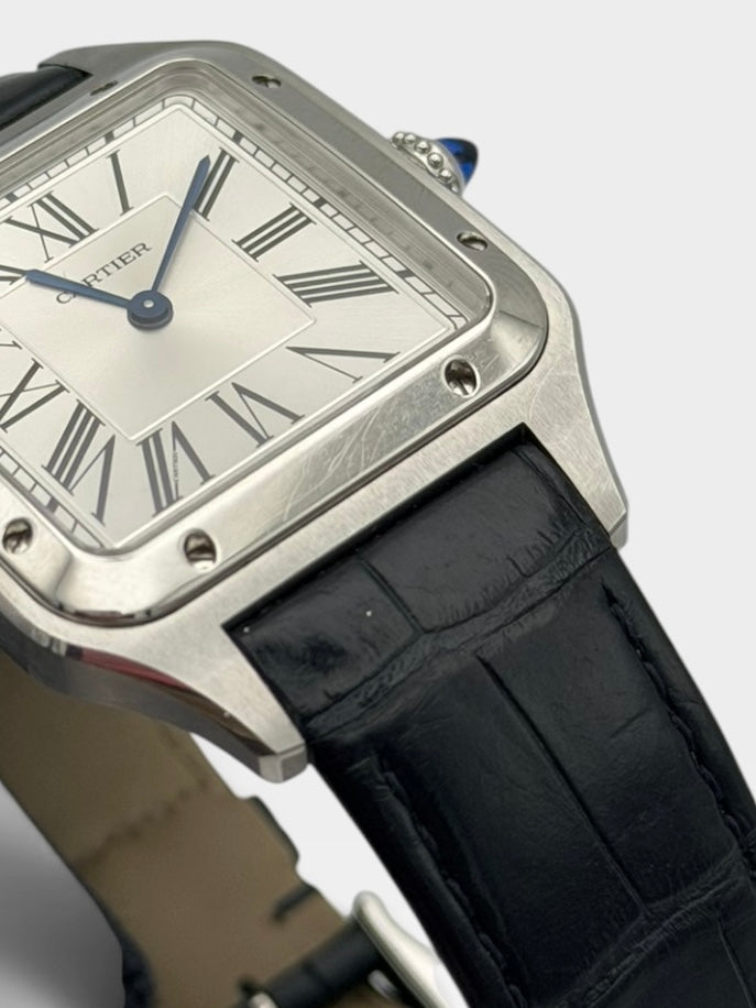 Cartier Large Santos Dumont Watch In Stainless Steel. 100% authentic and preloved in excellent condition