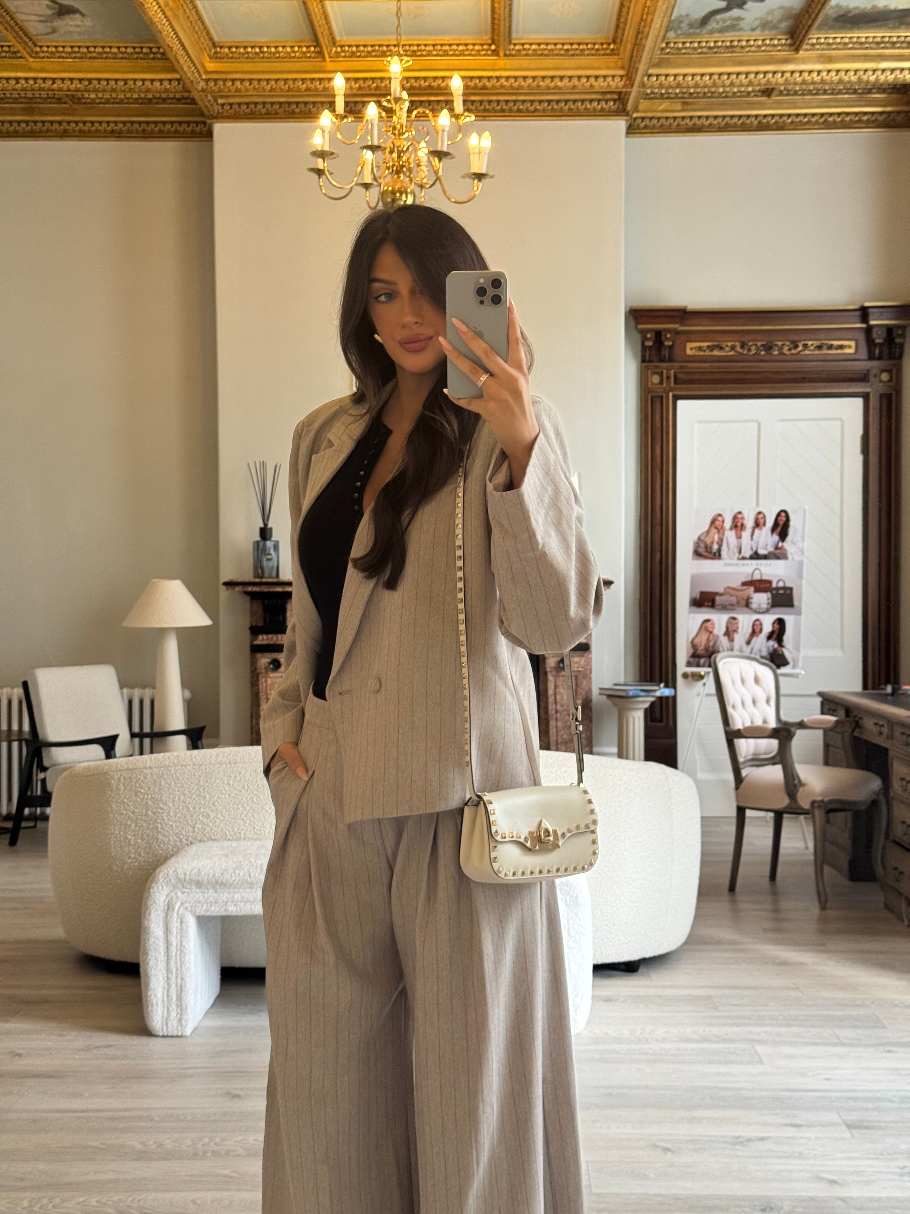 Valentino Garavani Ivory Rockstud Lock Bag