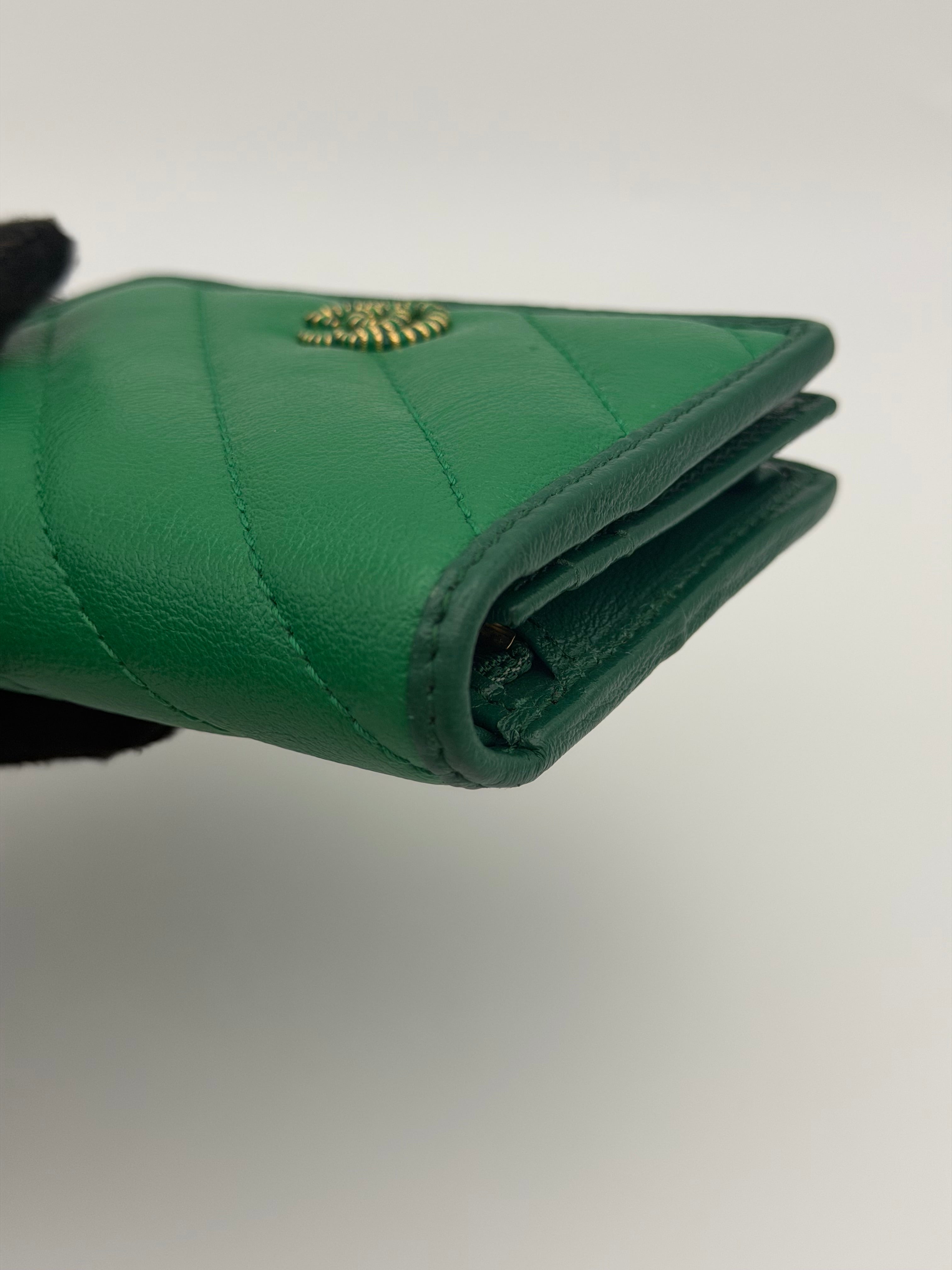 Gucci Small GG Marmont Card Case Wallet Bright Green Gold Hardware