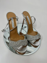 Aquazzura Silver Crystal Twist Heels (Size 38.5/UK 5.5)