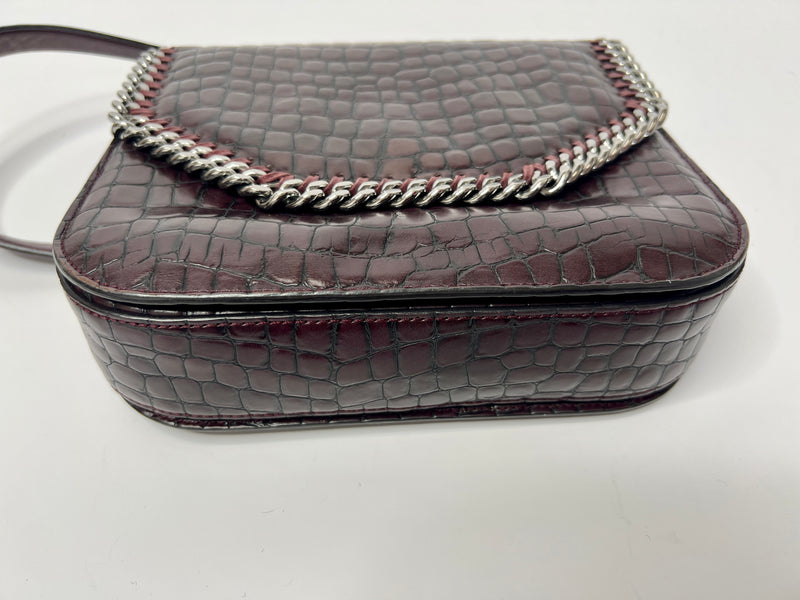 Stella McCartney Brown Croc Embossed Box Shoulder Bag