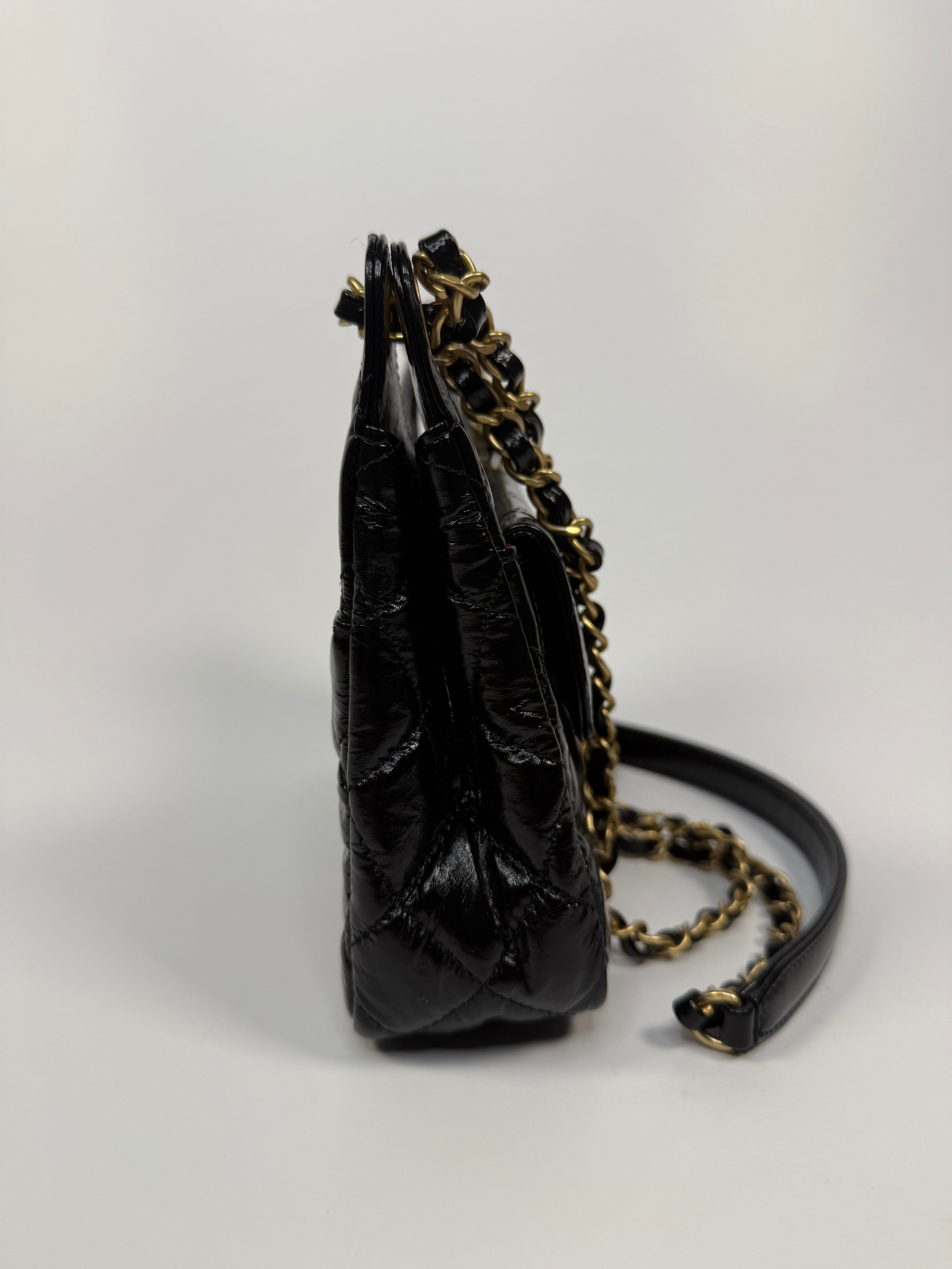 Chanel Mini Quilted Medallion Shoulder Bag In Black Calfskin With Gold Hardware. Authentic and preloved. Excellent condition. 