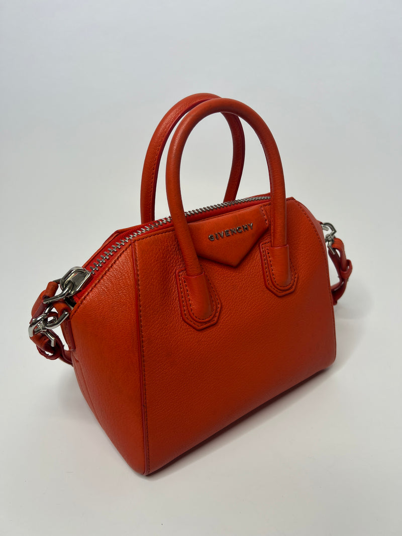 Givenchy Antigona Small In Orange Leather