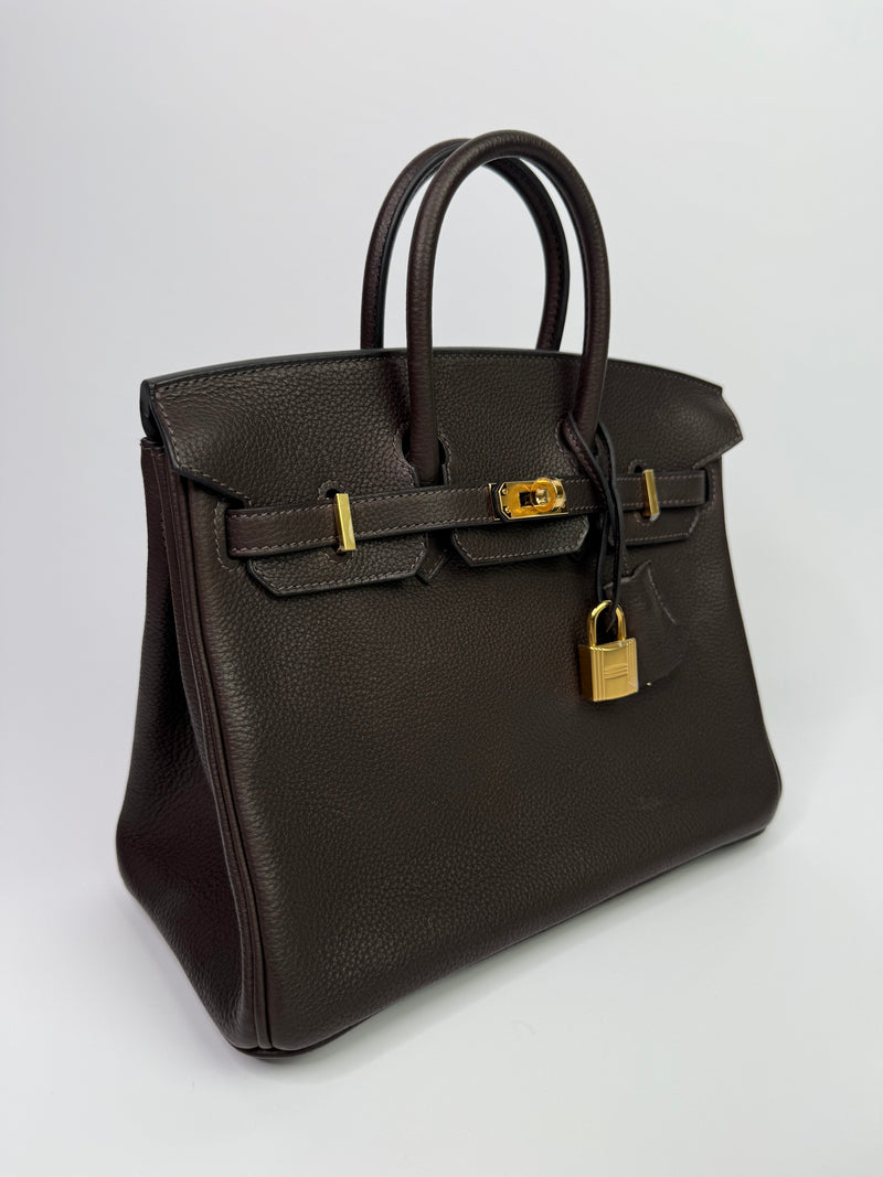 Hermès Birkin 25 Ebene Barenia Faubourg Leather With GHW