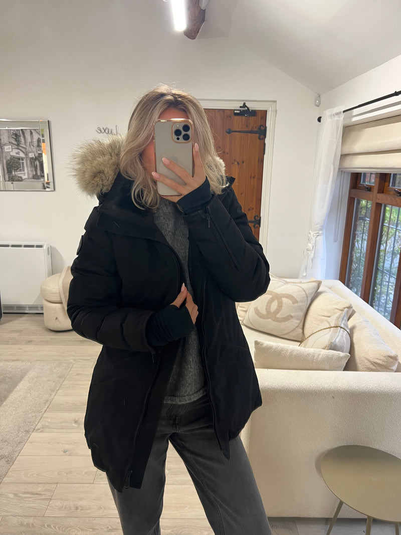 Canada Goose Black Coat With Fur Hood (Size M/UK10)