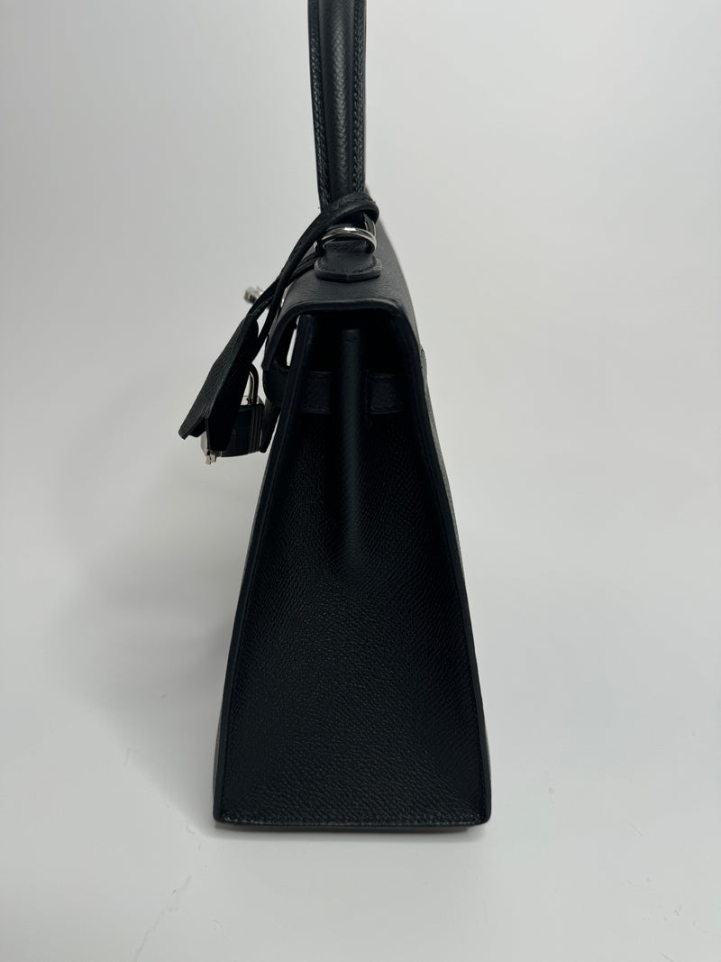 Hermès Kelly 25 In Noir Sellier Epsom With Palladium Hardware