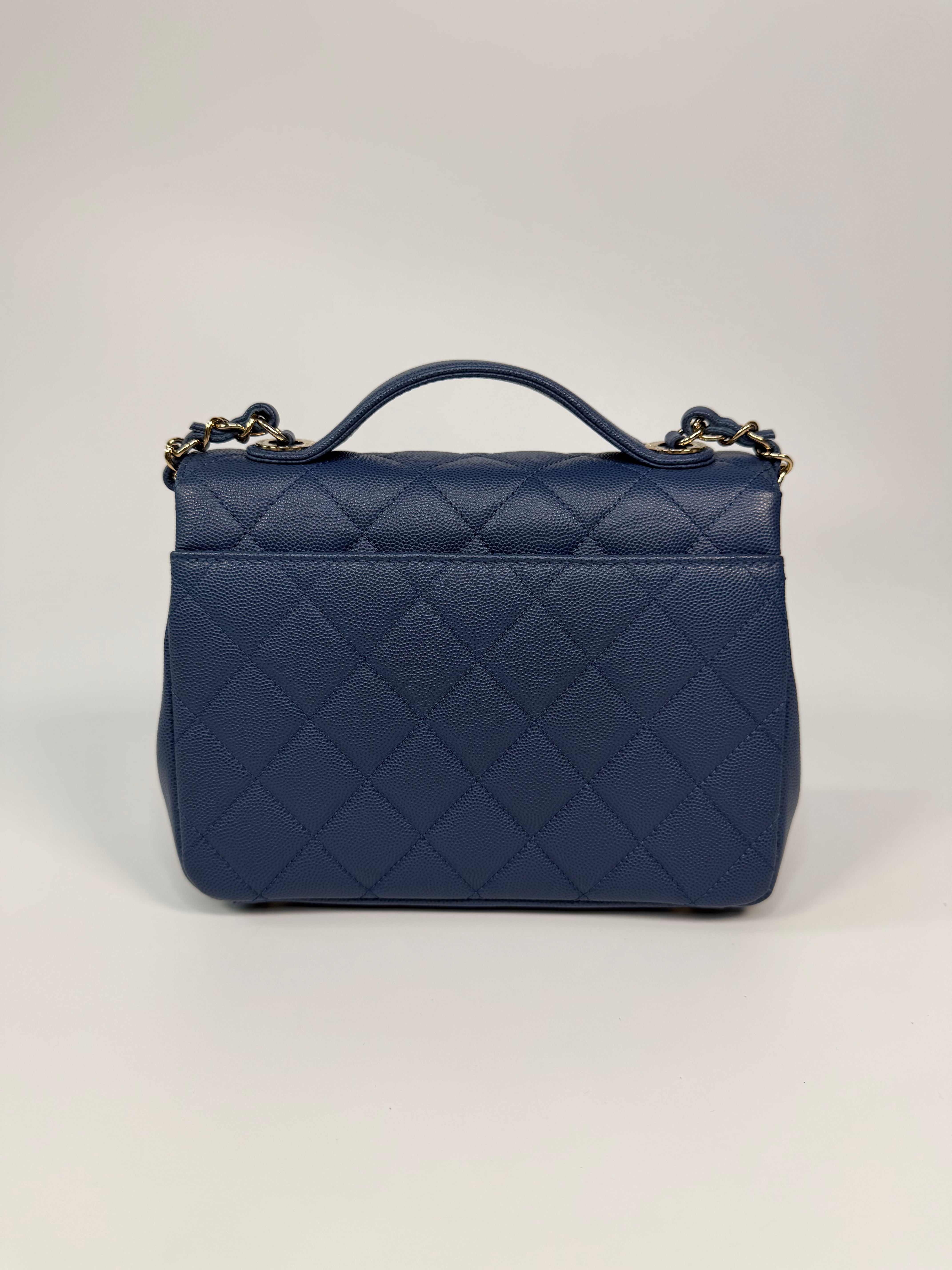 Chanel Medium Business Affinity Bag In Blue Caviar With Gold Hardware