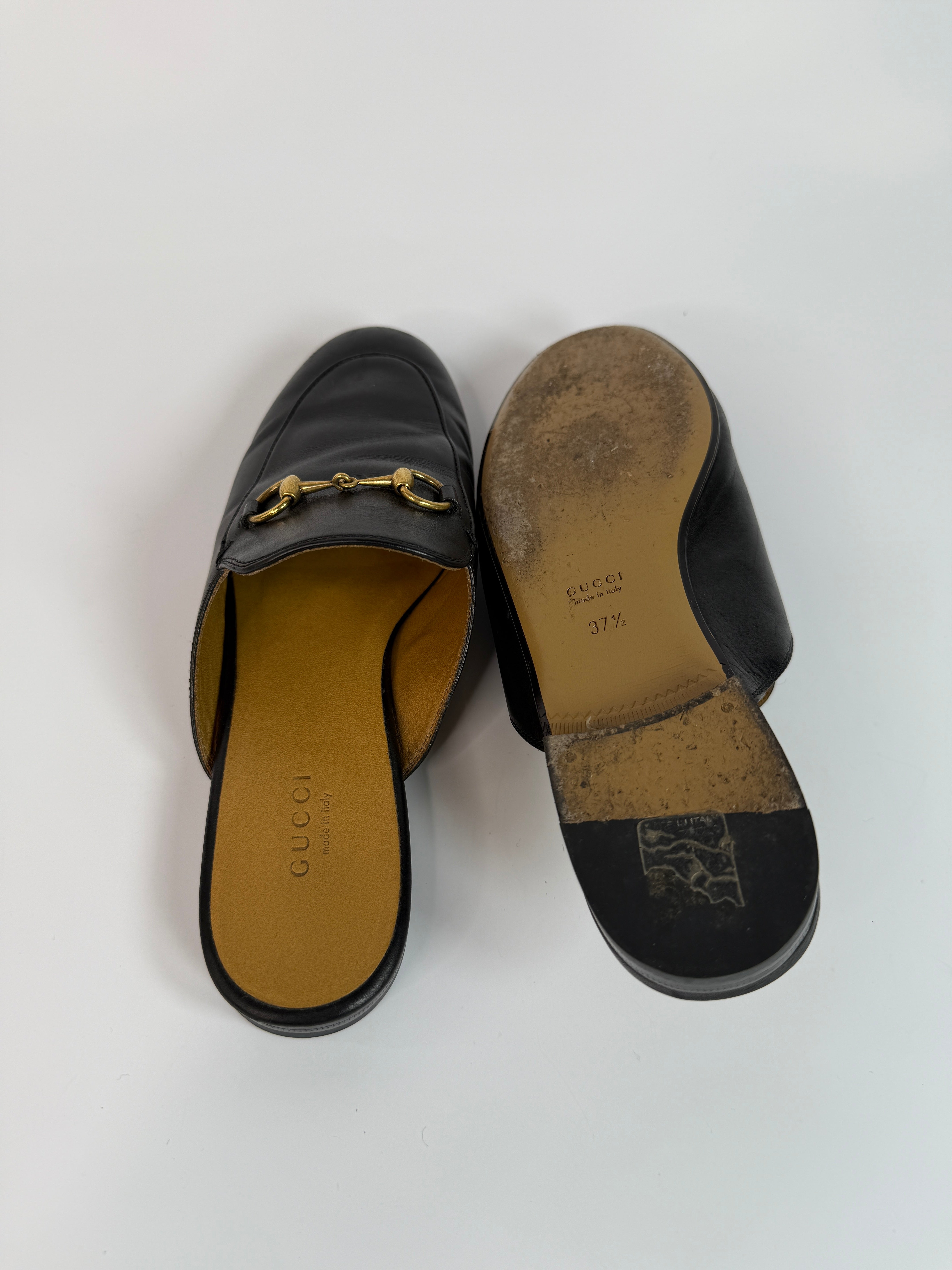 Gucci Princetown Mules In Black Leather (Size 37.5/UK4.5)