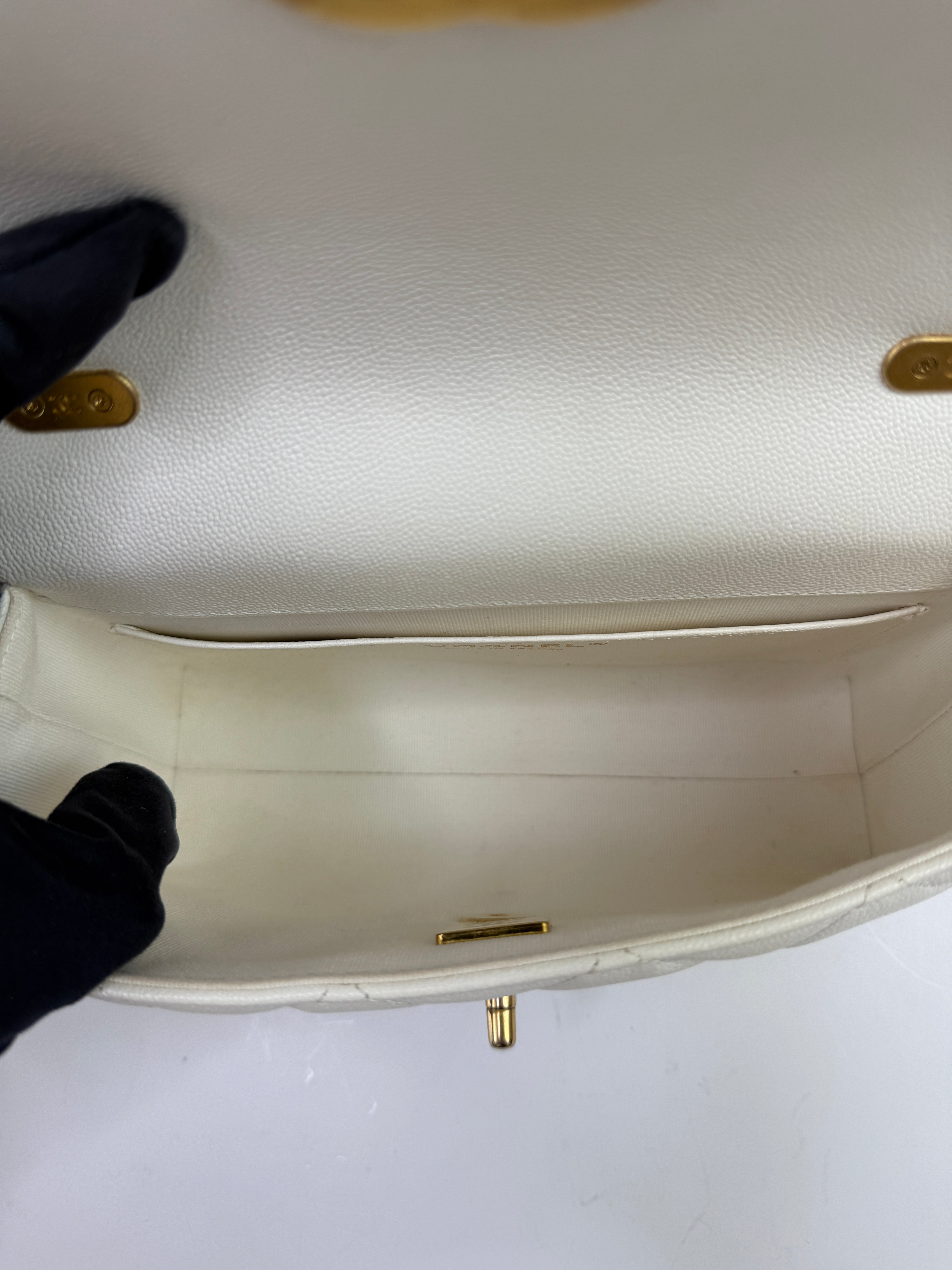 Chanel Seasonal Flap In White Caviar Leather GHW