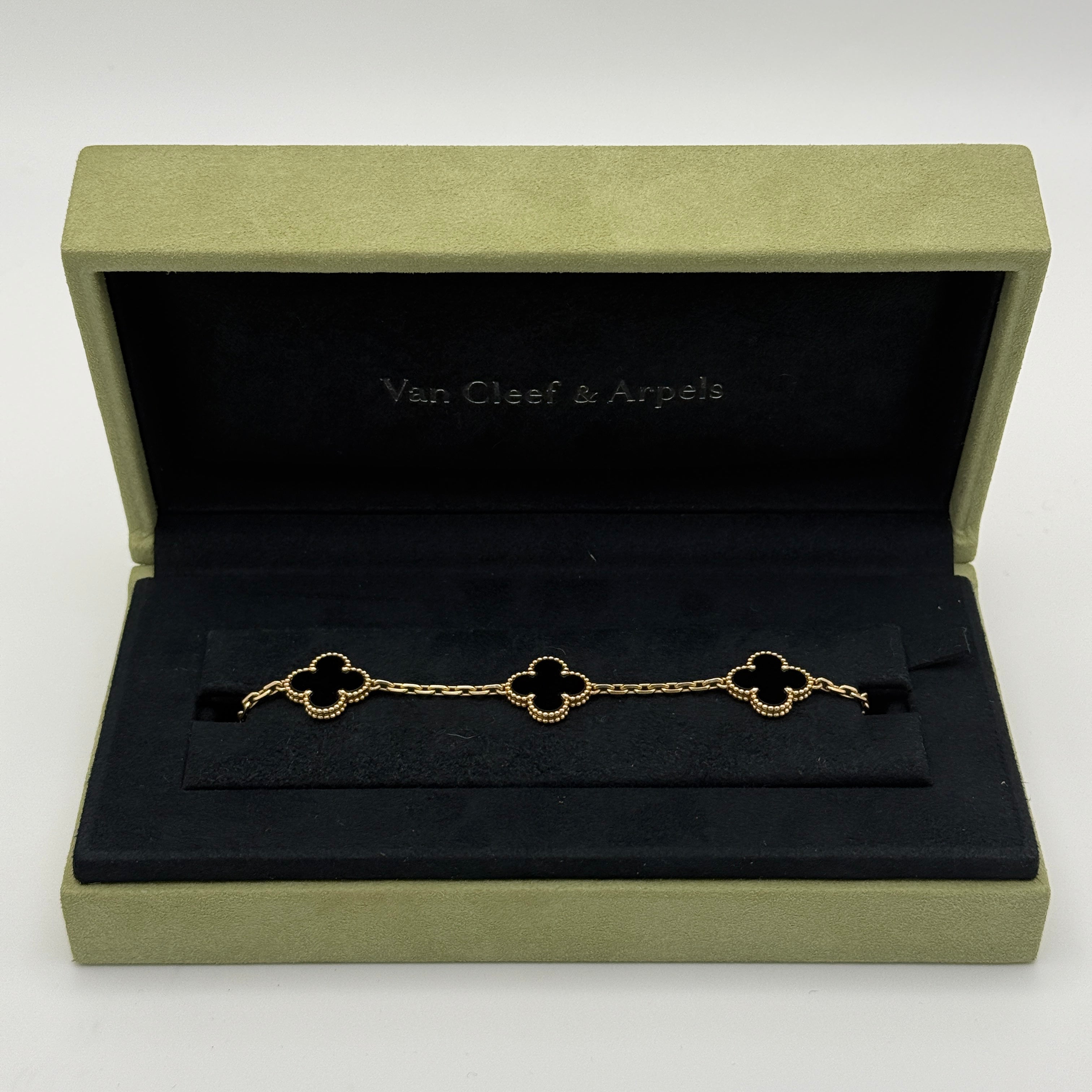 Van Cleef & Arpels Vintage Alhambra Bracelet, 5 Motifs Onyx