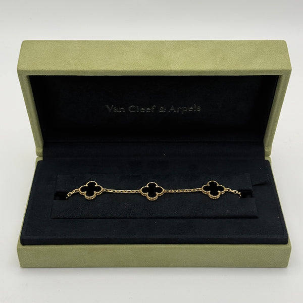Van Cleef & Arpels Vintage Alhambra Bracelet, 5 Motifs Onyx