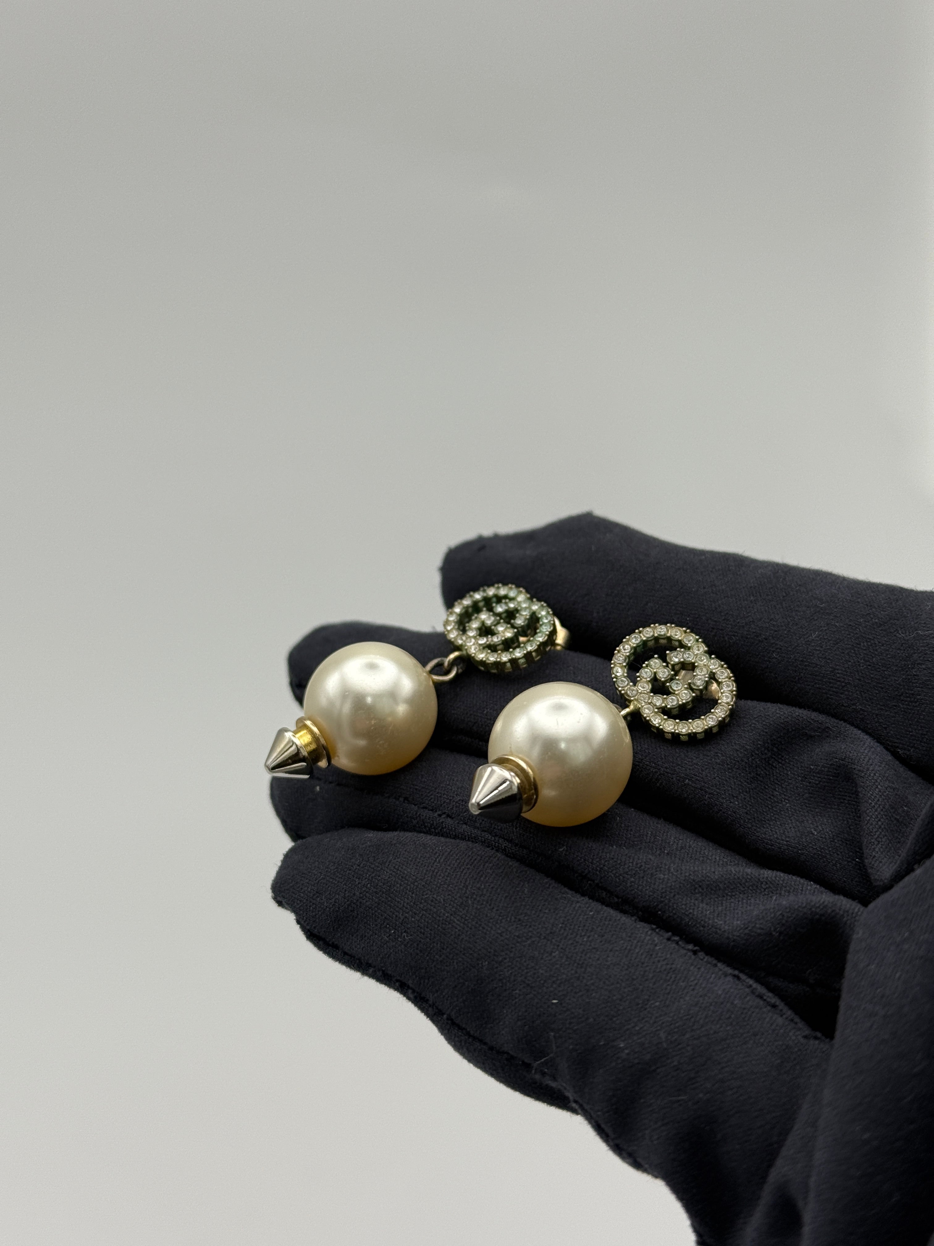 Gucci Interlocking-G Brass And Drop Pearl Earrings