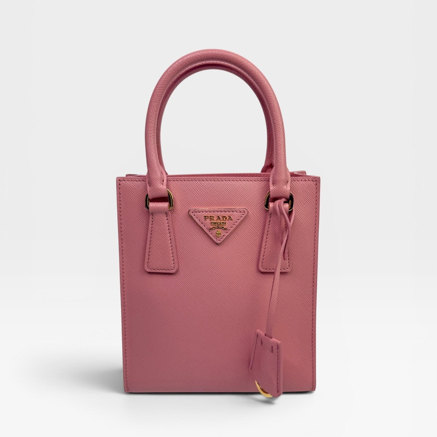 Prada Mini Tote In Pink Saffiano Leather