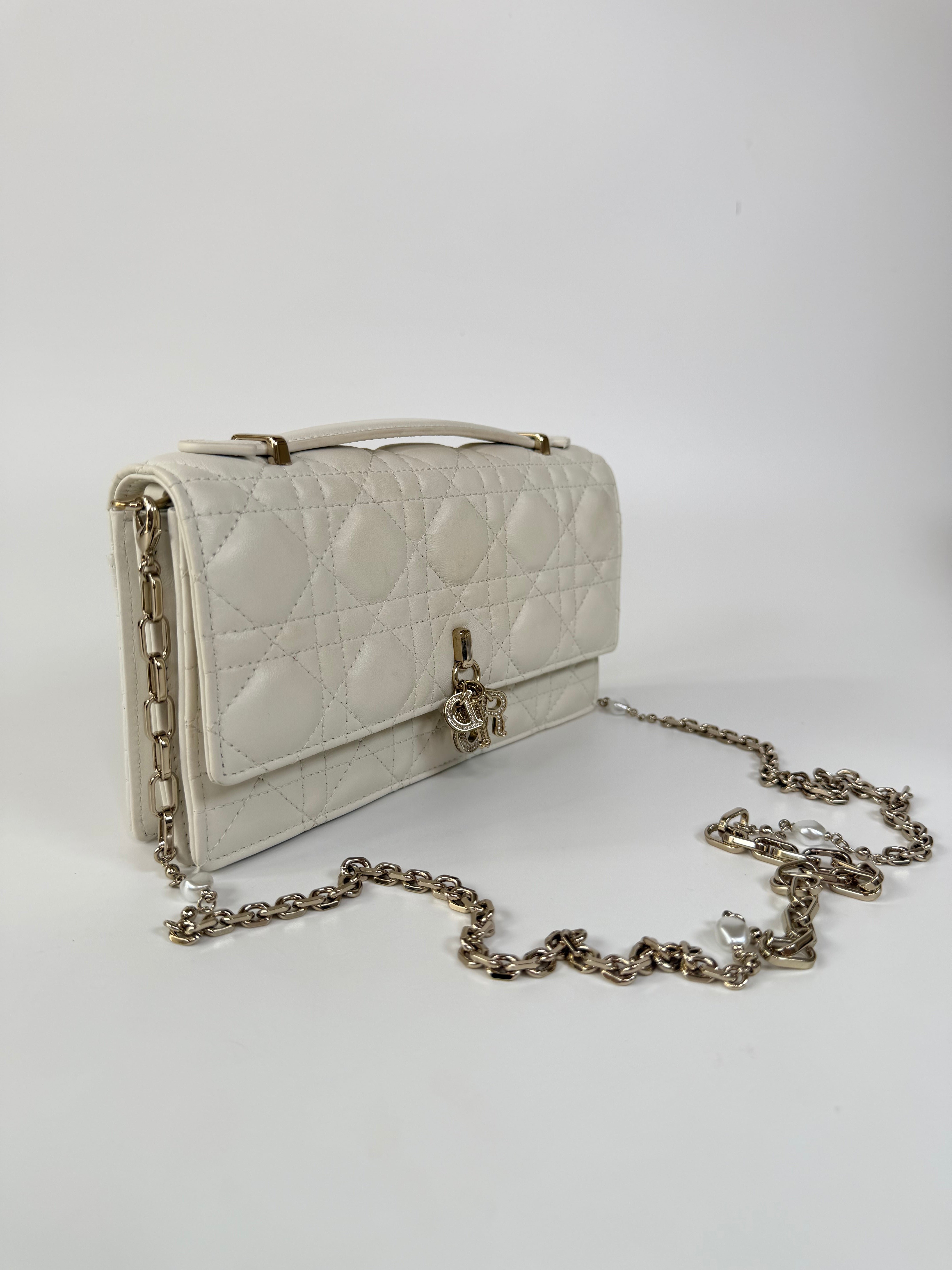 Christian Dior My Dior Top Handle In Latte Cannage Lambskin With Pale Gold Hardware 100% authentic and preloved in excellent condition