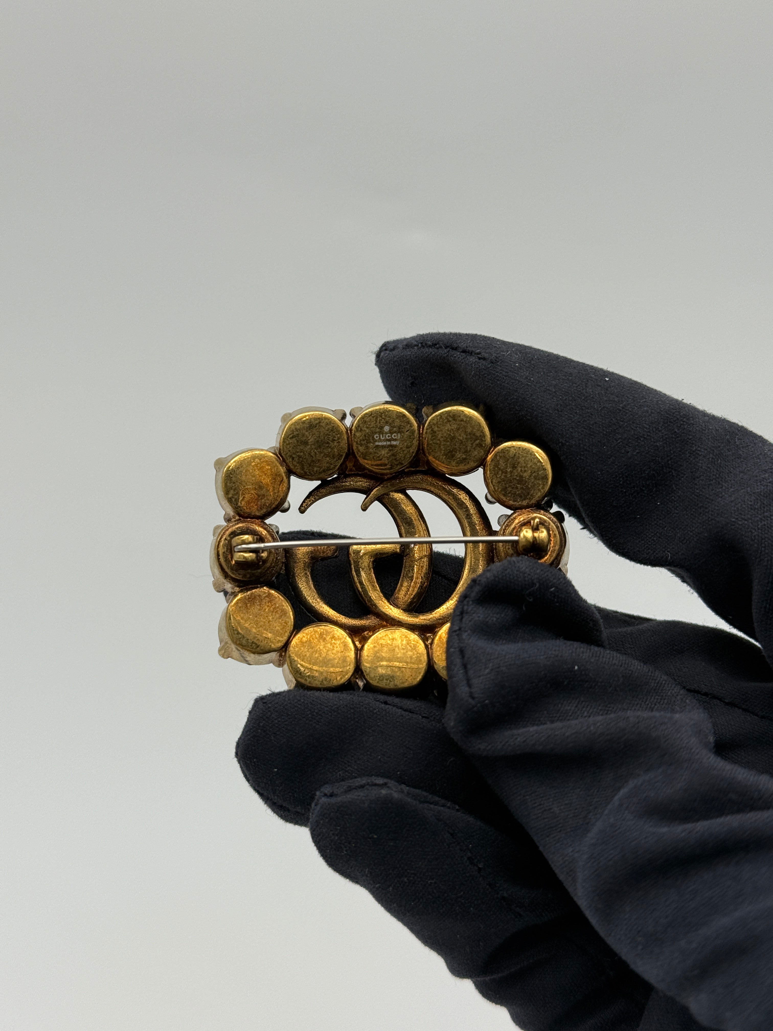 Gucci Double G Crystal Brooch