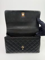 Chanel Coco Medium Top Handle In Black Caviar Leather With PGHW