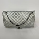 Chanel Airline XXL Classic Flap In Silver Calfskin