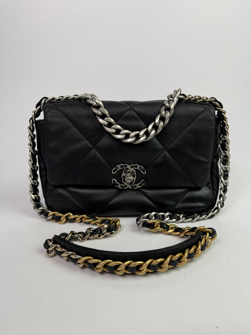 Chanel 19 Small In Black Lambskin Leather
