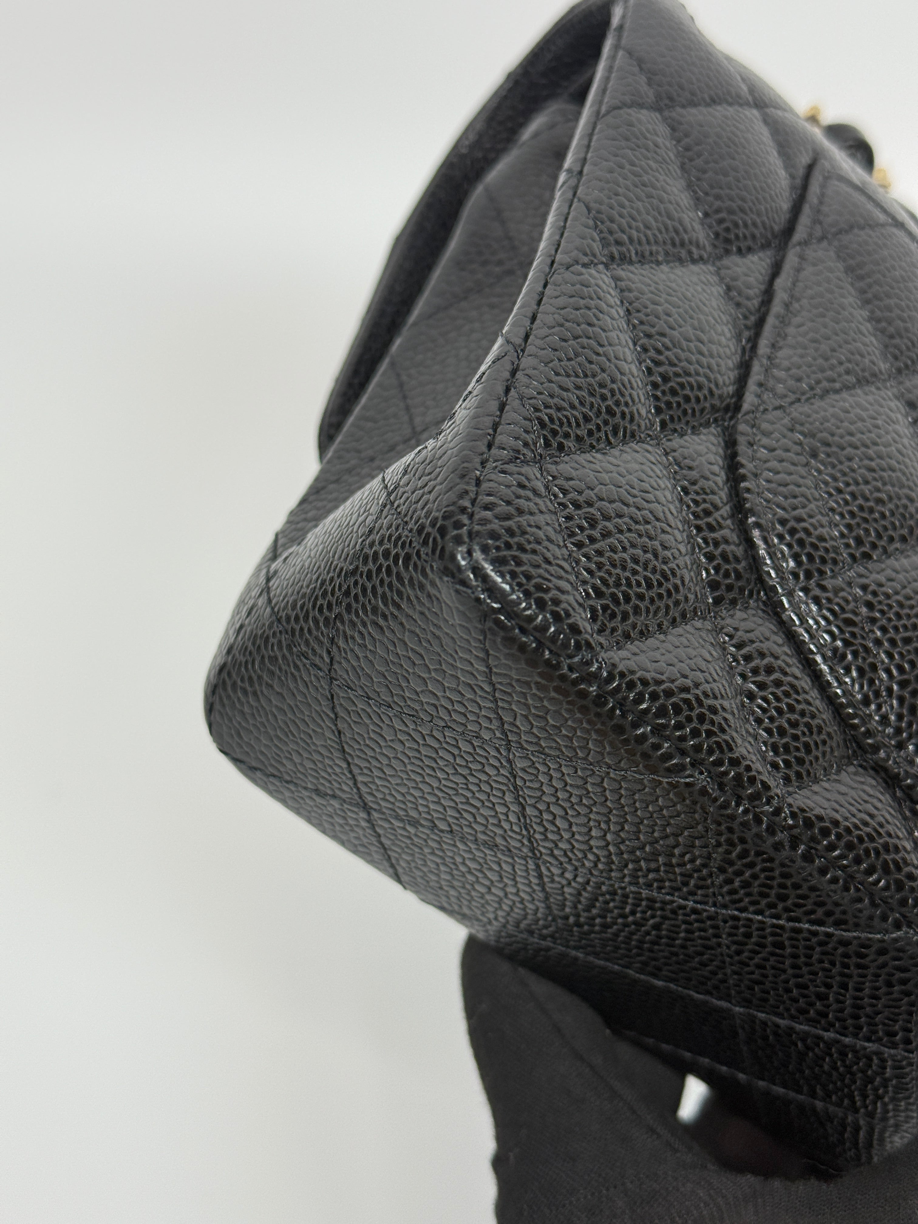 Chanel Small Classic Double Flap In Black Caviar Leather With Gold Hardware Authentic and Preloved In Excellent Condition. 100% Authenticity guarantee 