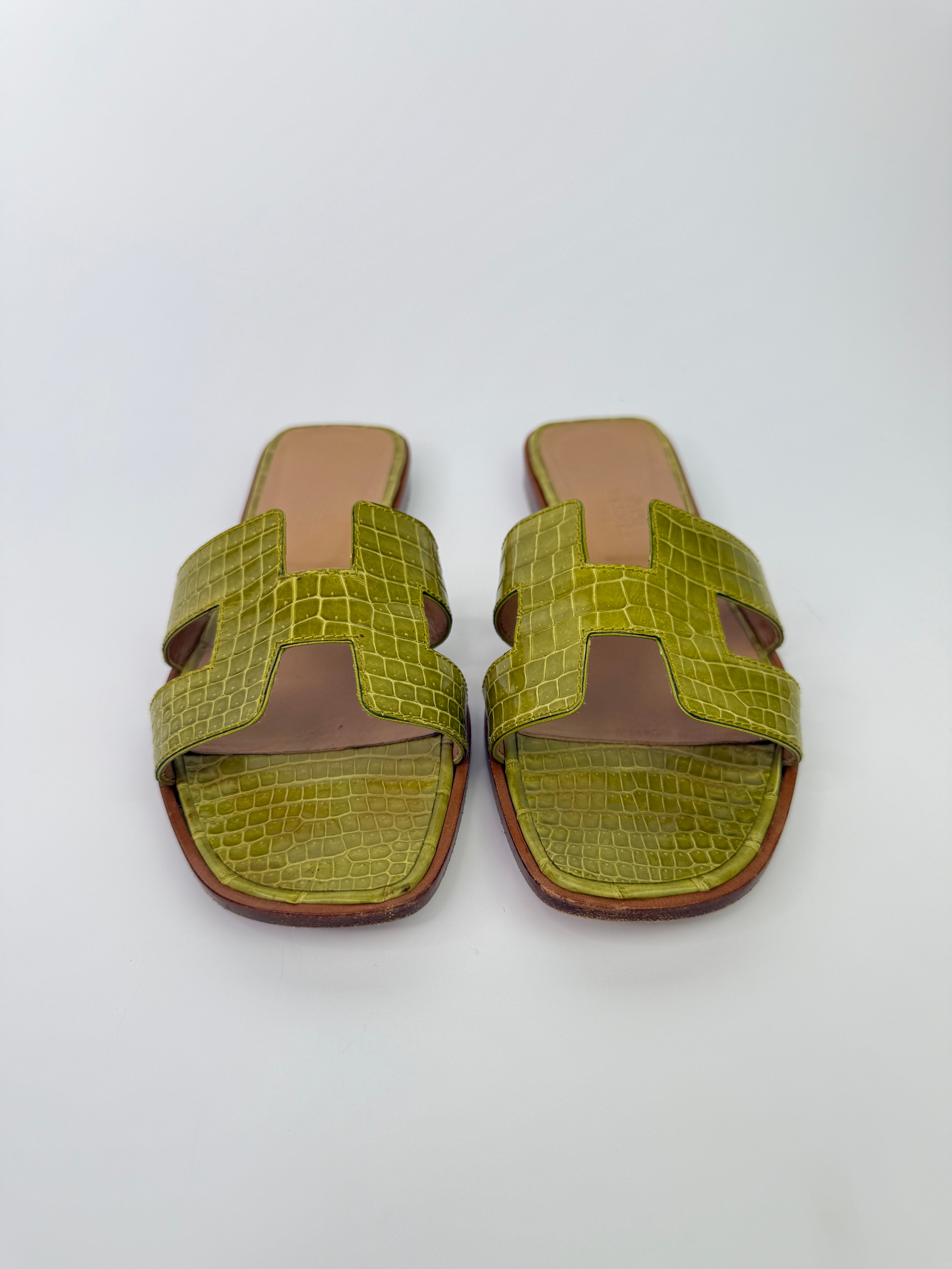Hermès Crocodile Oran Sandals (Size 38/UK5)