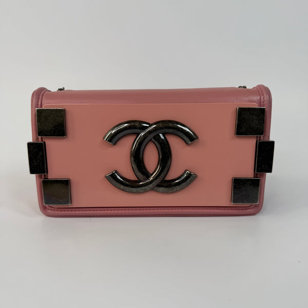 Chanel pink plexiglass Horizontal Boy Brick Bag