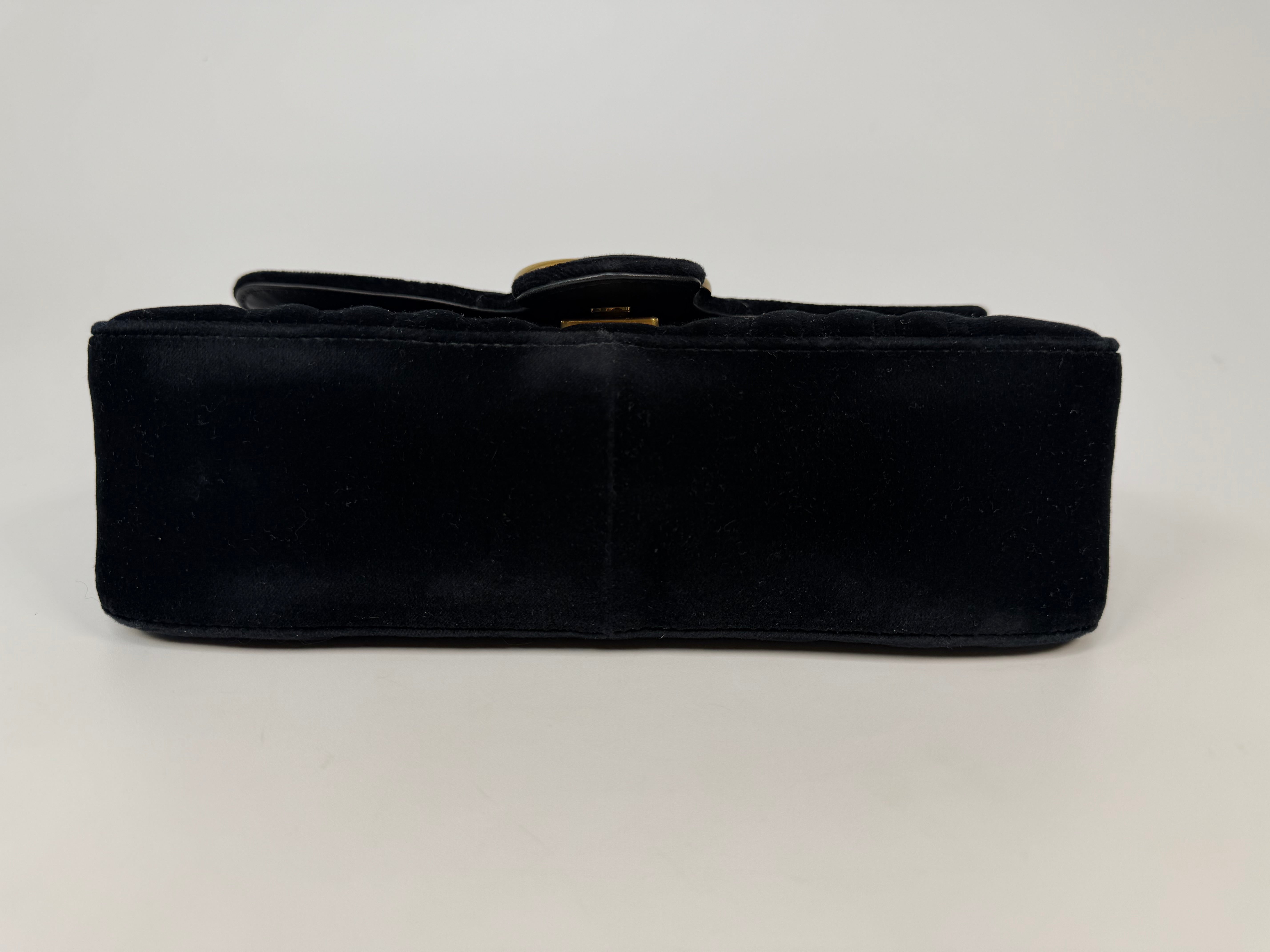 Gucci Medium Marmont In Black Velvet With Gold Hardware