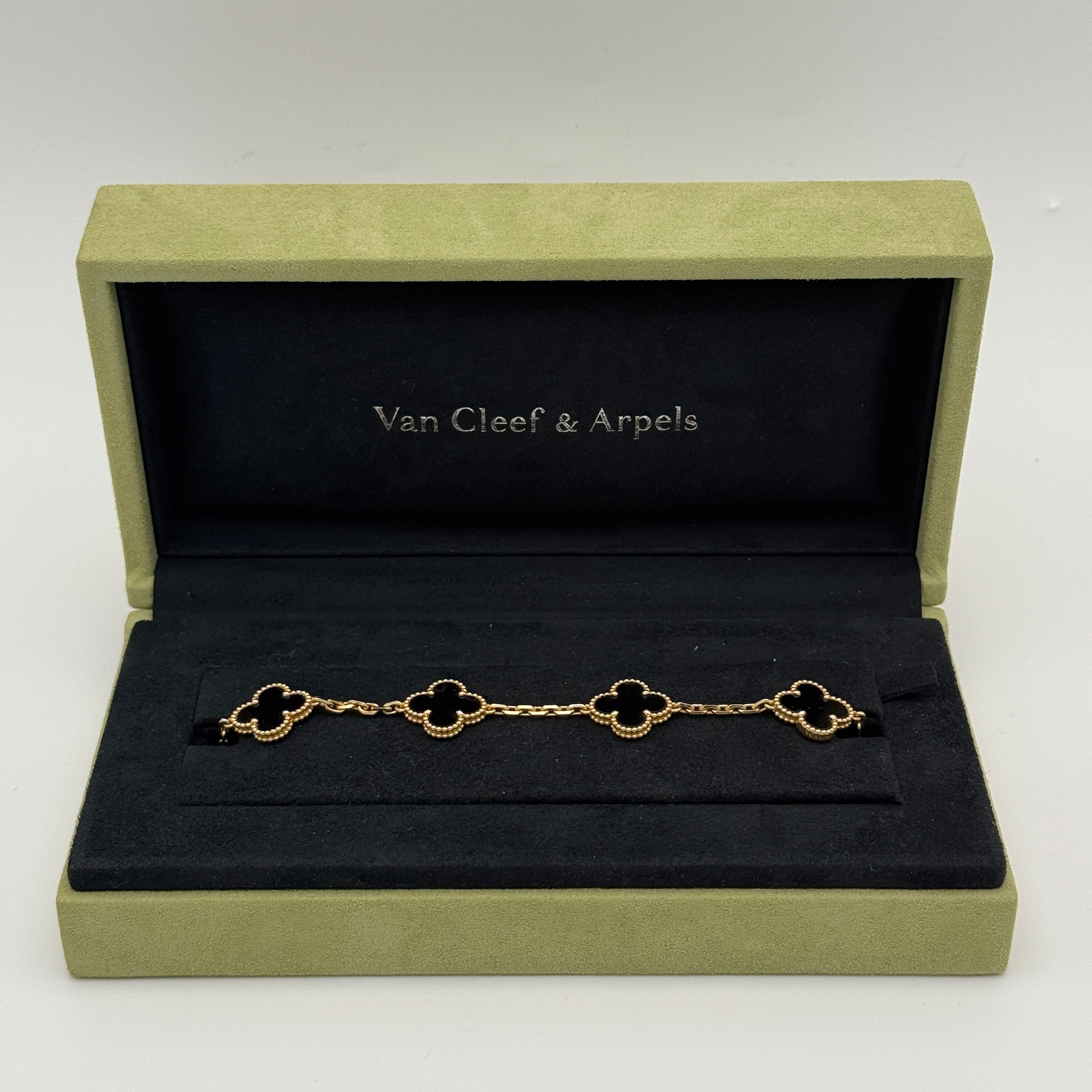 Van Cleef & Arpels Vintage Alhambra Bracelet, 5 Motifs Onyx