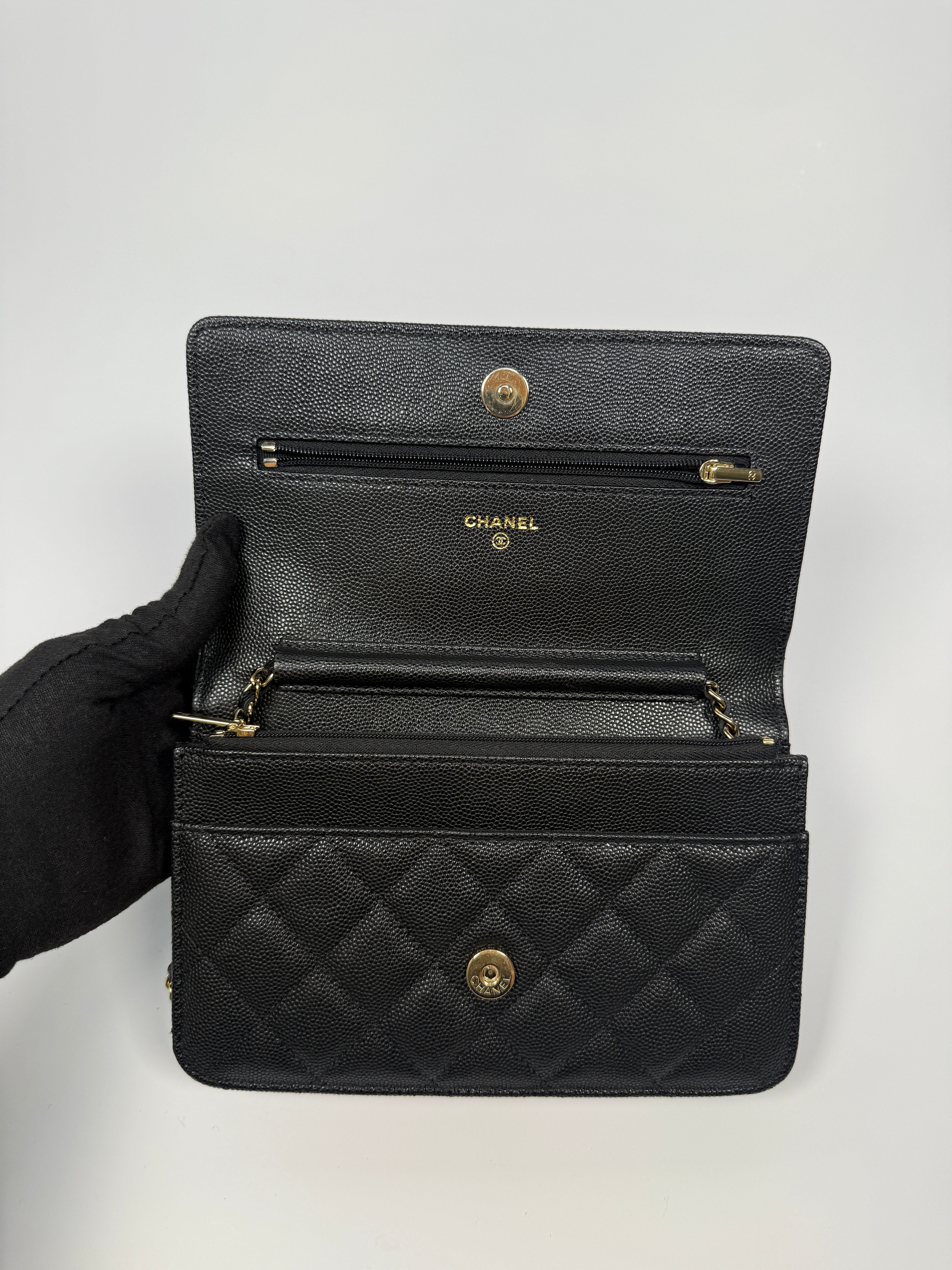 Chanel Wallet On Chain Black Caviar Leather With Gold Hardware Authentic and preloved in excellent condition