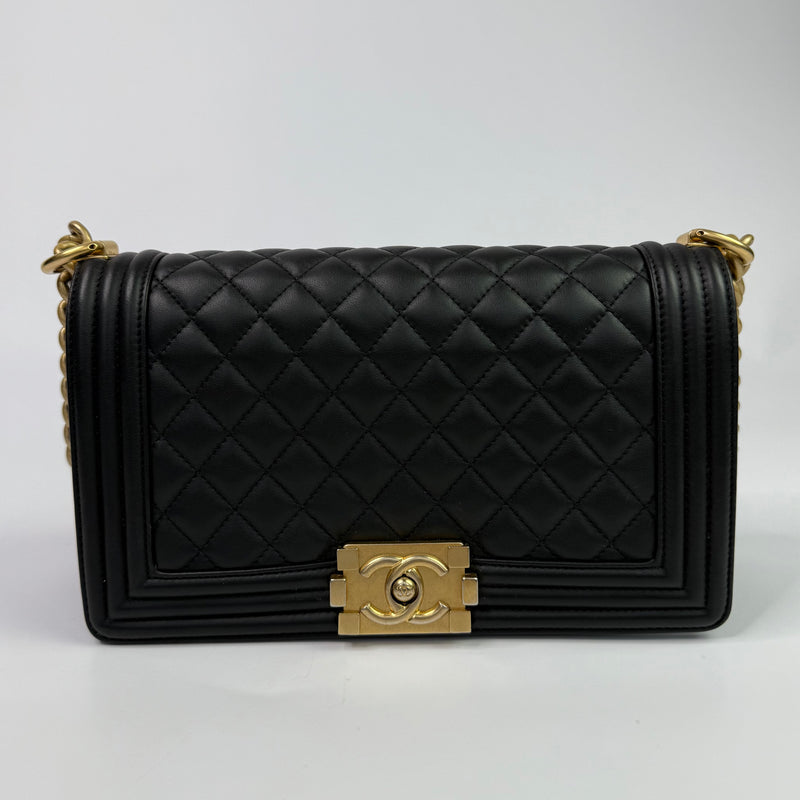 Chanel Boy Bag Medium In Black Lambskin GHW