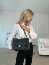 Chanel Black Lambskin Leather Jumbo Classic Double Flap GHW