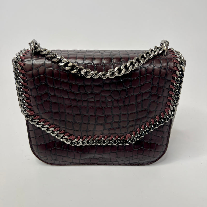 Stella McCartney Brown Croc Embossed Box Shoulder Bag