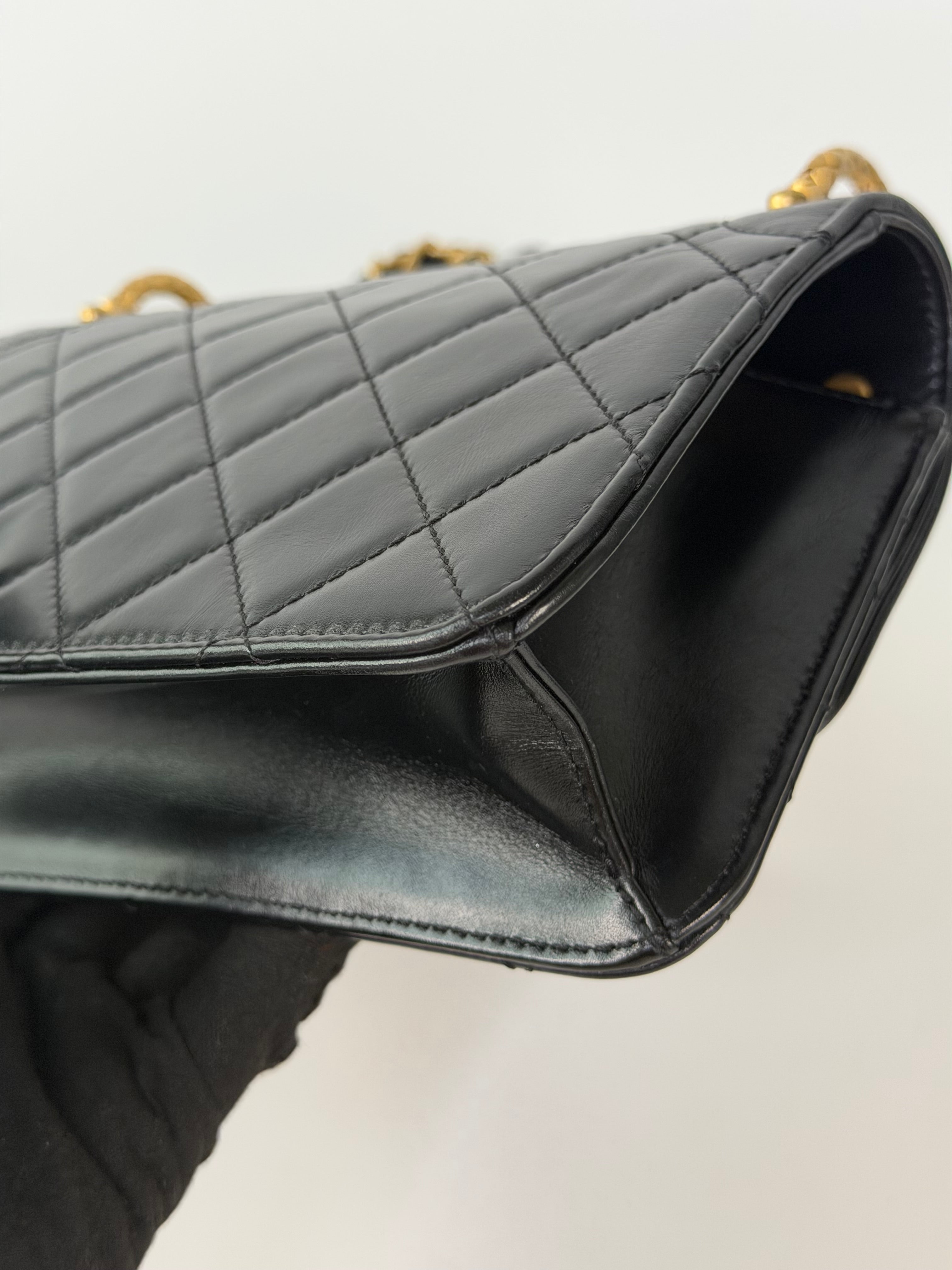 Chanel Mini Perfect Fit Flap In Black Lambskin With Antique Gold Hardware 100% authentic and preloved in excellent condition