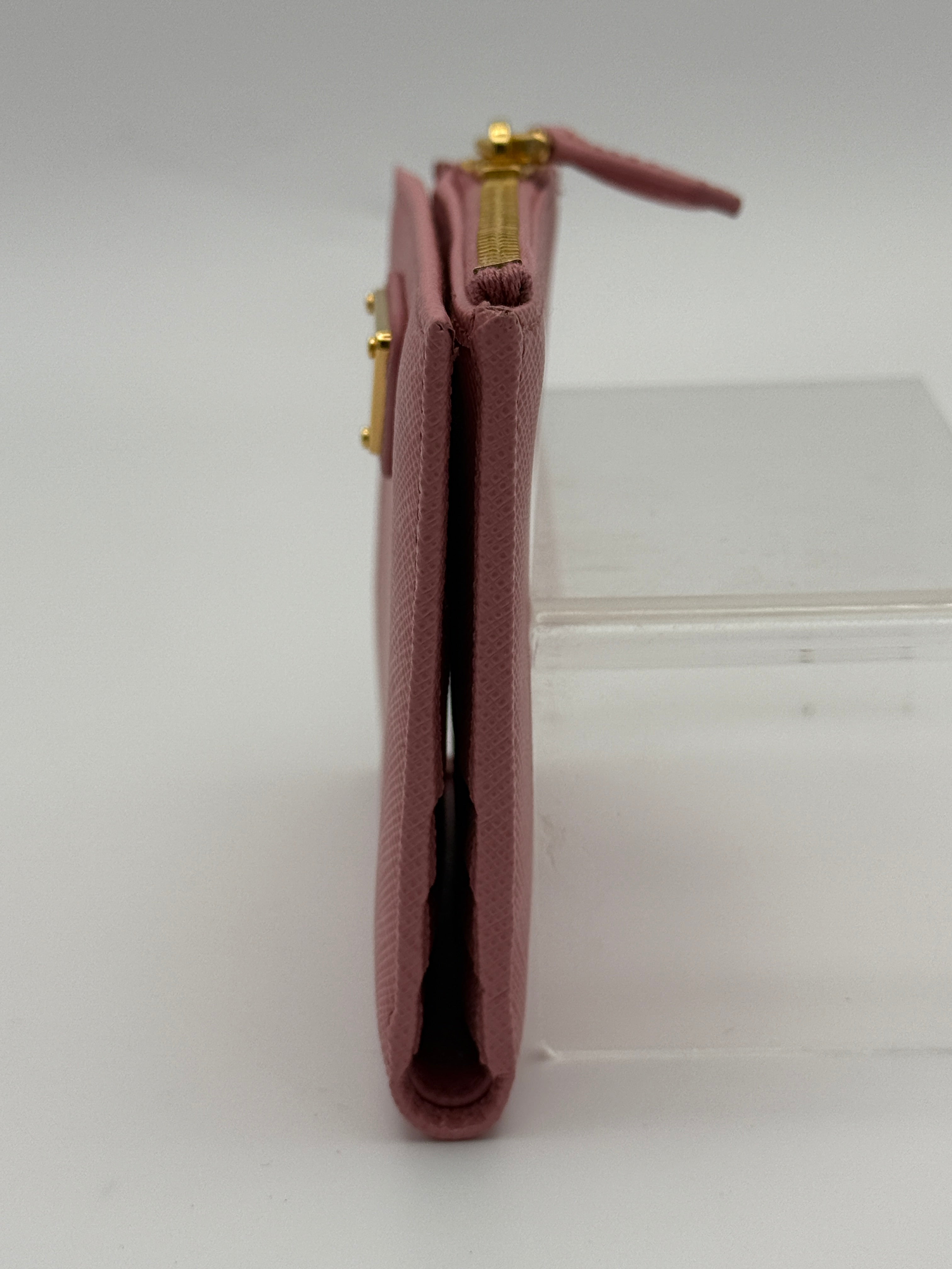 Prada Small Wallet In Pink Saffiano Leather