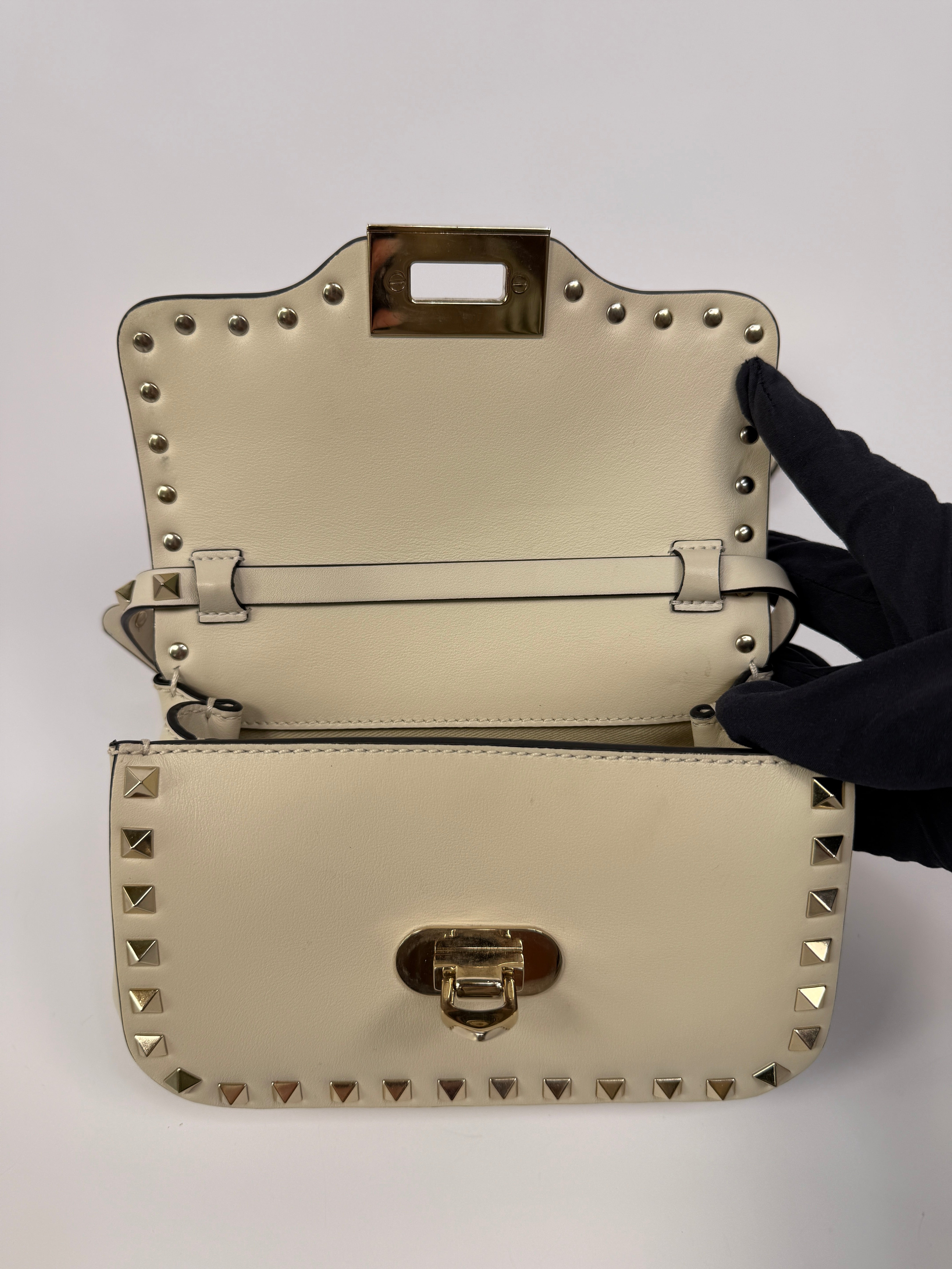 Valentino Garavani Ivory Rockstud Lock Bag