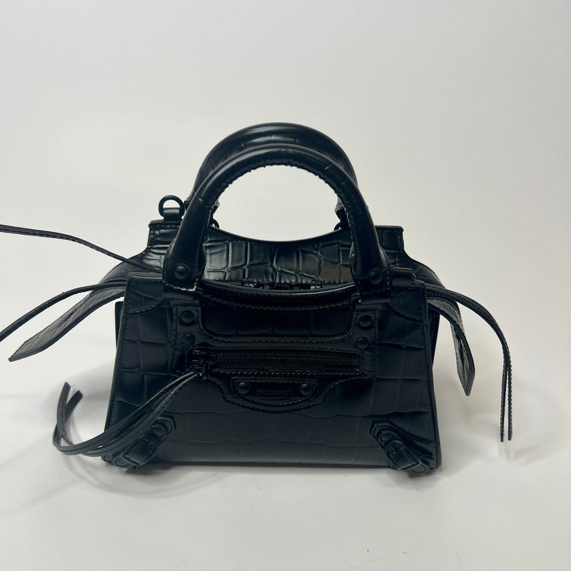 Balenciaga Black Croc Mini Neo City Classic Bag