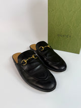 Gucci Princetown Mules In Black Leather (Size 37.5/UK4.5)
